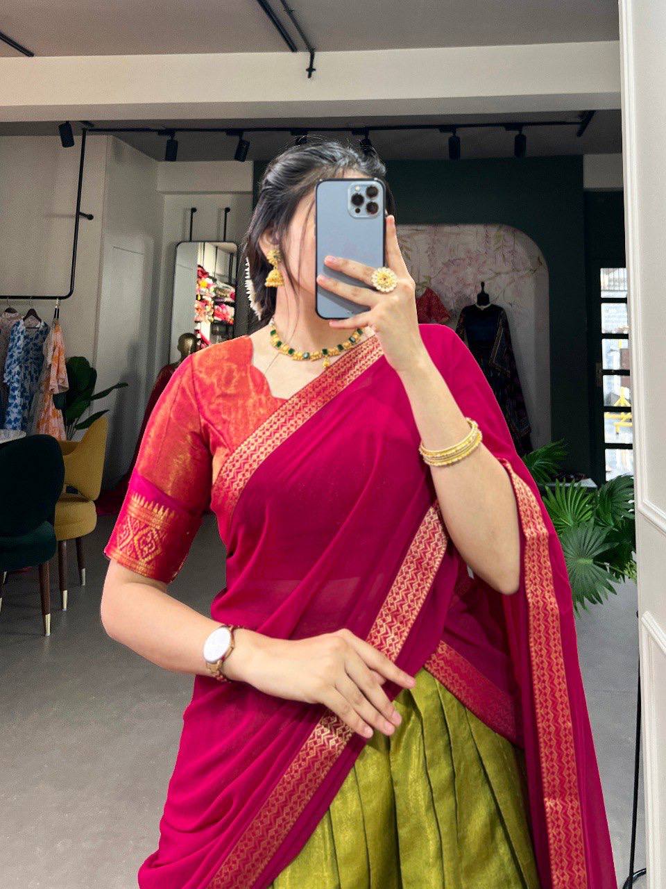 Stitched Lehenga with Unstitched Blouse