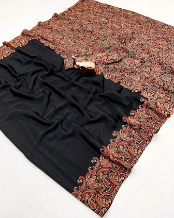 Ajrakh Modal Crape Sarees