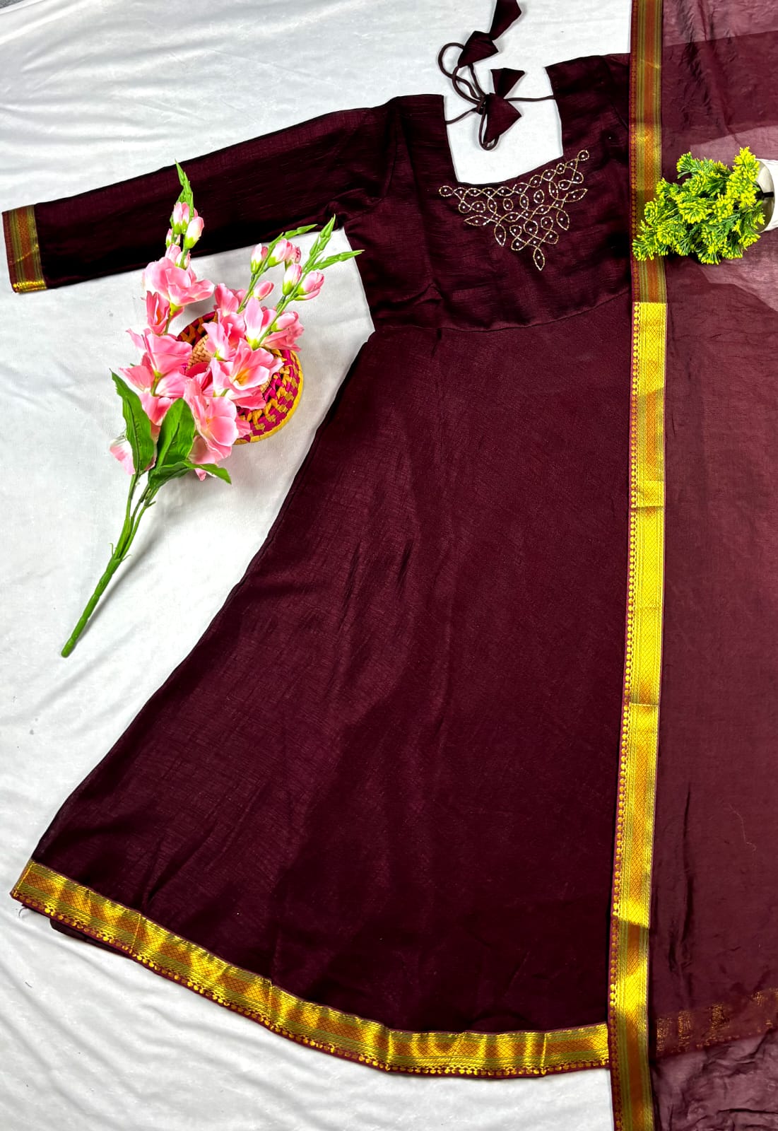 Soft Vichitra Silk Gowns from Small to 3XL