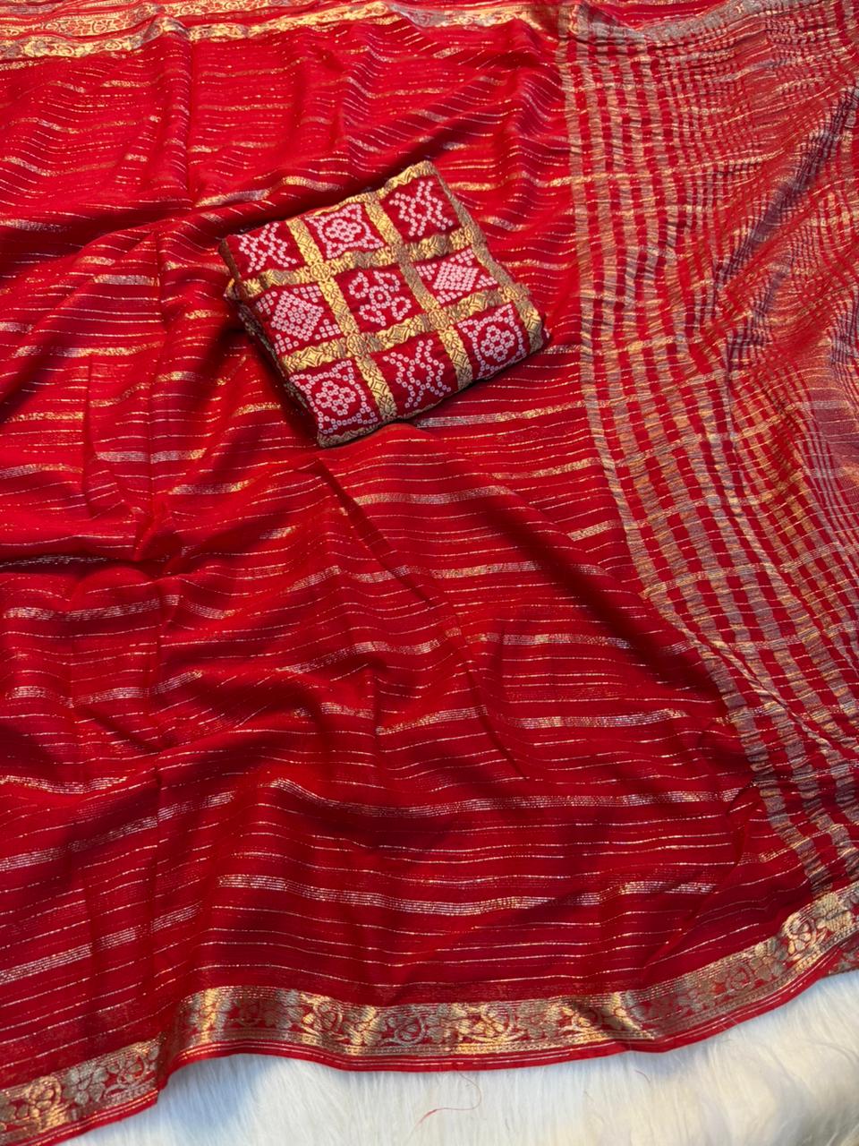 Pure Viscose Georgette with Bandini Blouse