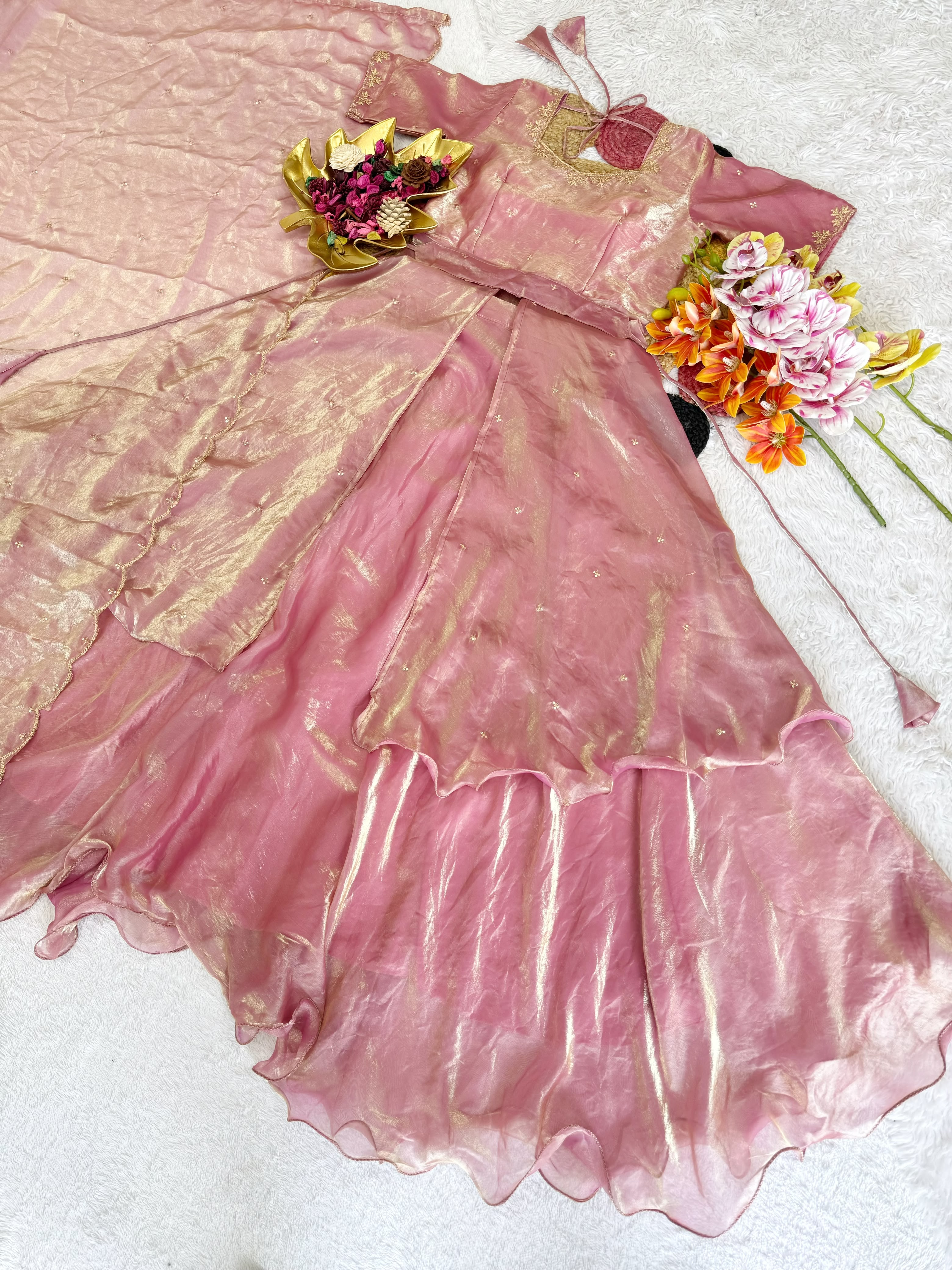 Beautiful Heavy Space Silk Lehenga Choli with Set Double Frill