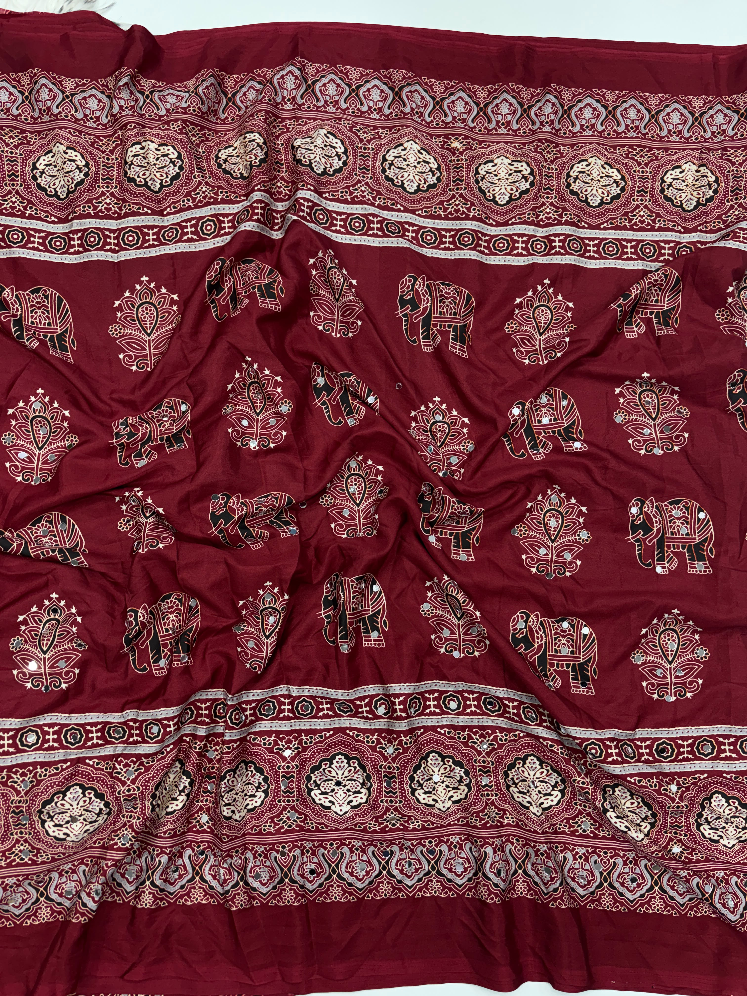 Ajrakh Mirror Work Sarees
