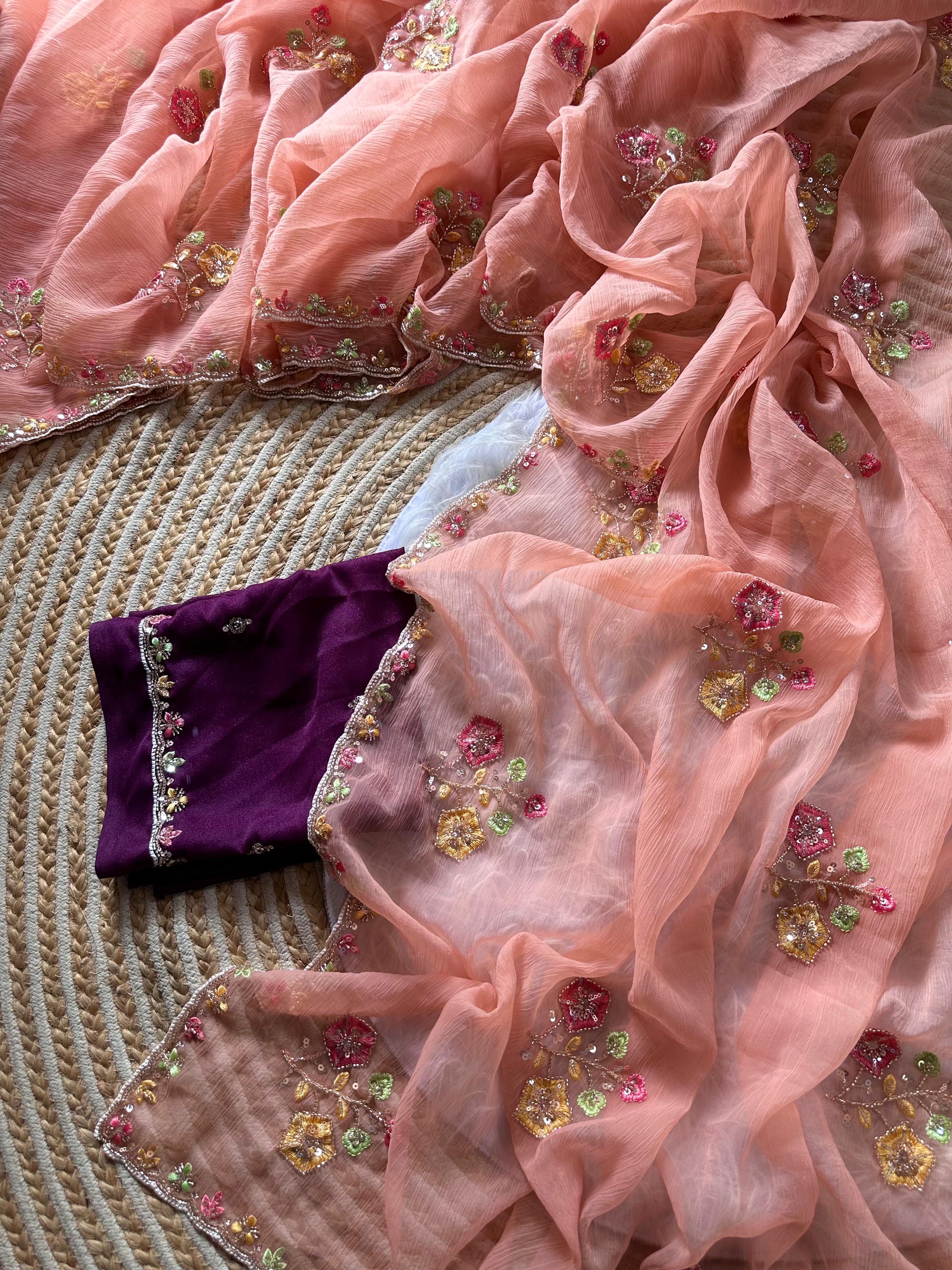 Pure Soft Wari Work Chiffon Silk Sarees