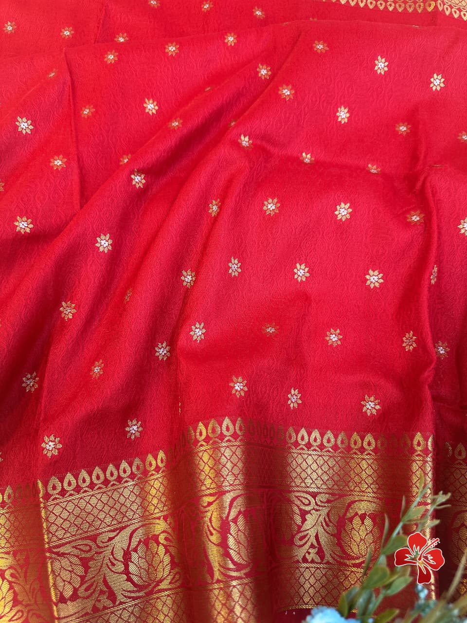 Red Banarasi Soft Silk Saree