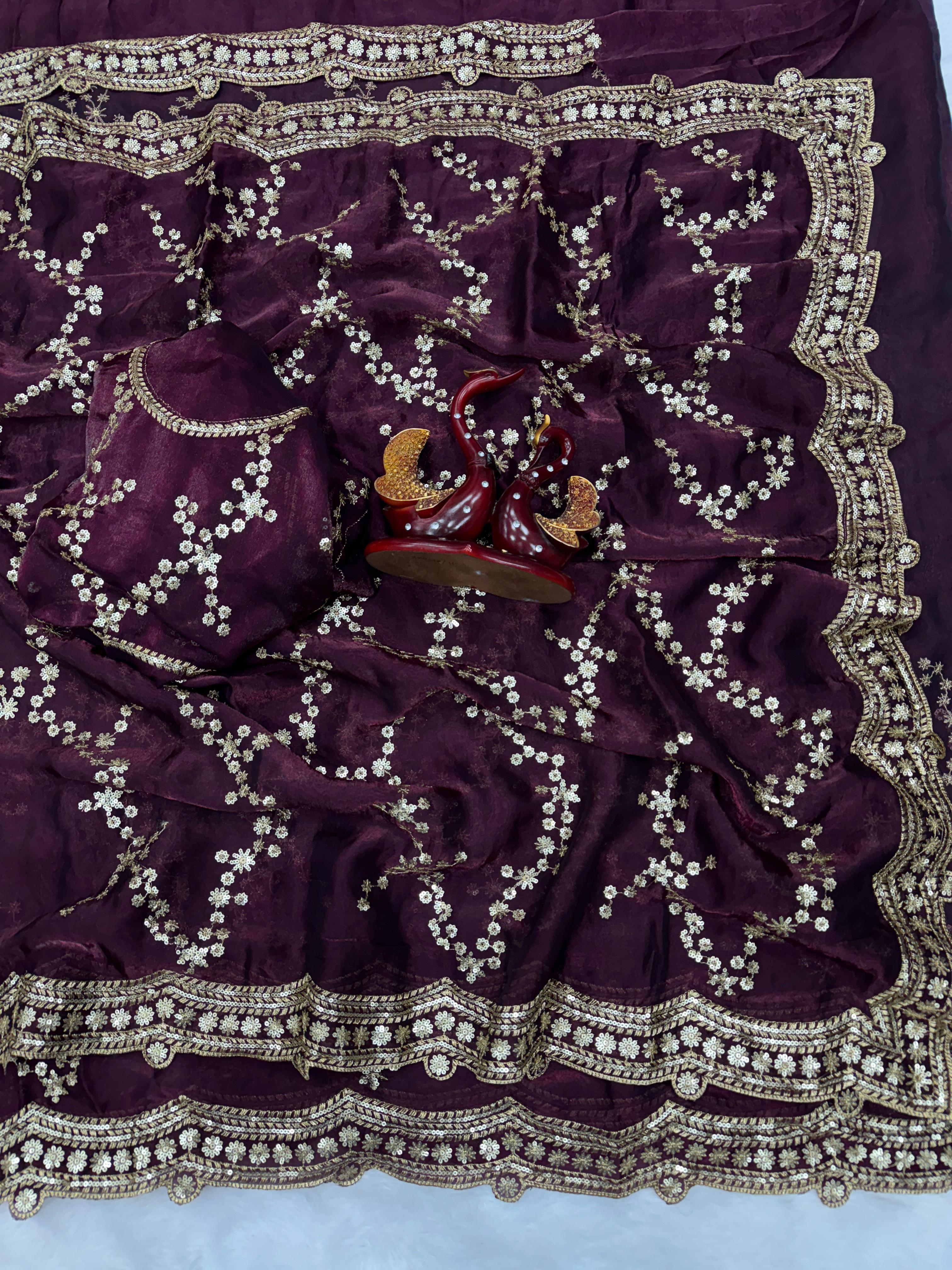 Trendy Sequence Work Space Silk Sarees