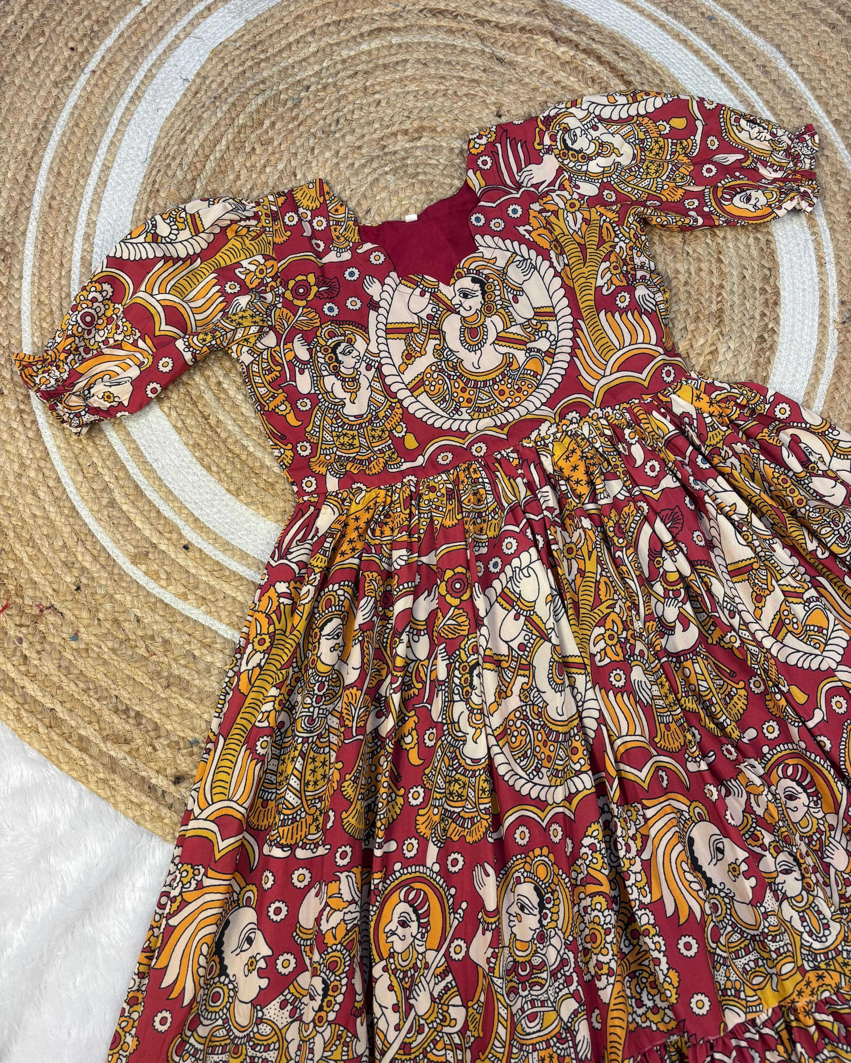 Kalamkari Maxi Gown Soft Maslin Cotton with Digital Print