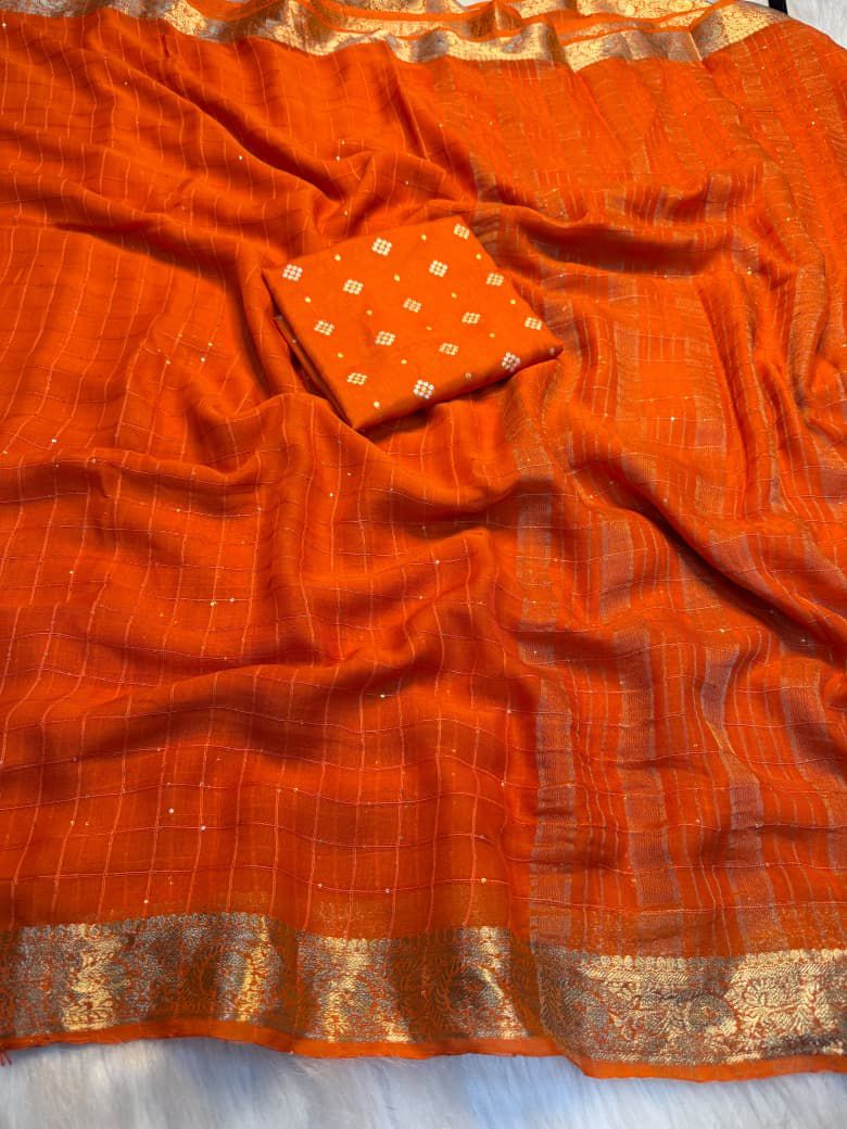 Pure Viscose Georgette Saree with sequence work