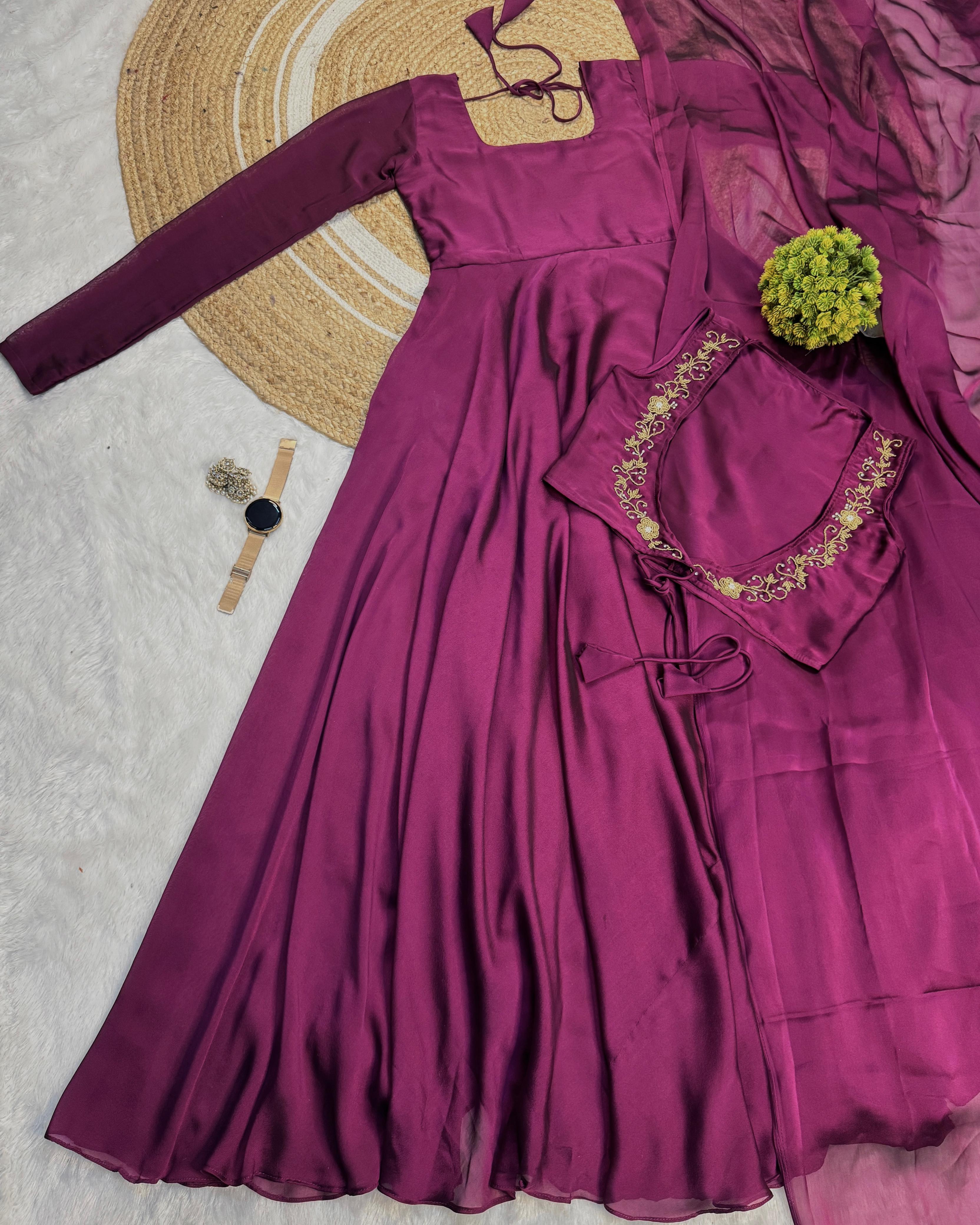 Premium Rangoli Silk Gown Wear in 3 Styles