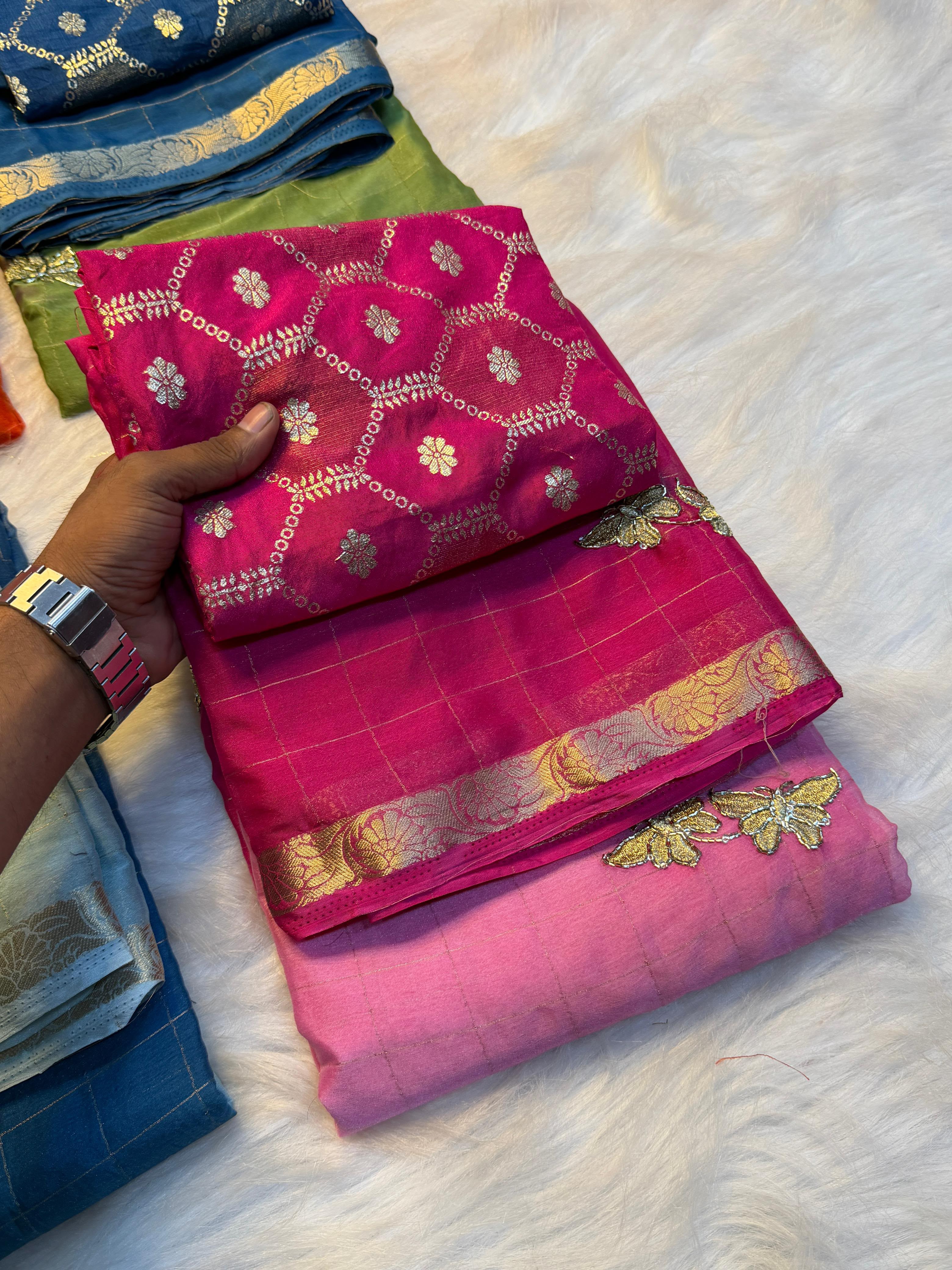 Pure Viscose Georgette saree with beads work