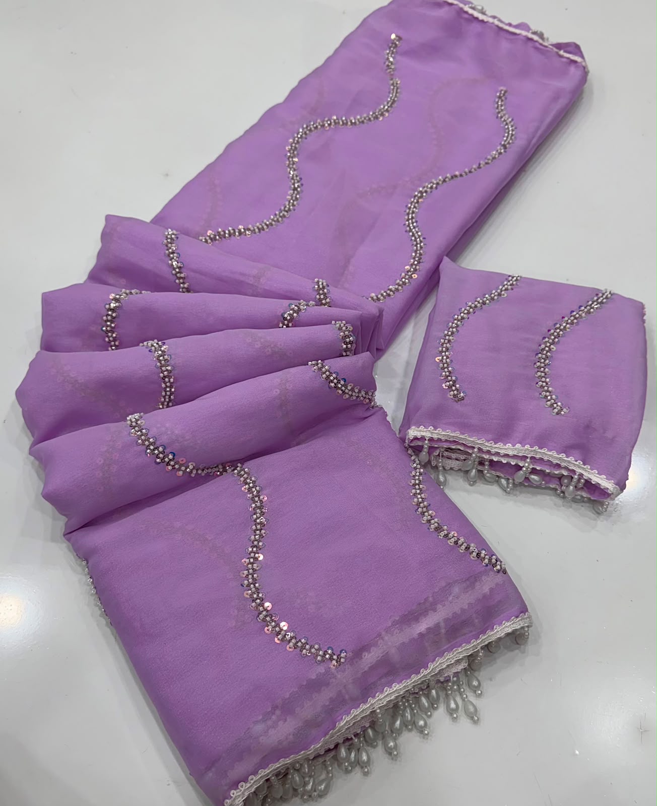 Georgette maggam work sarees