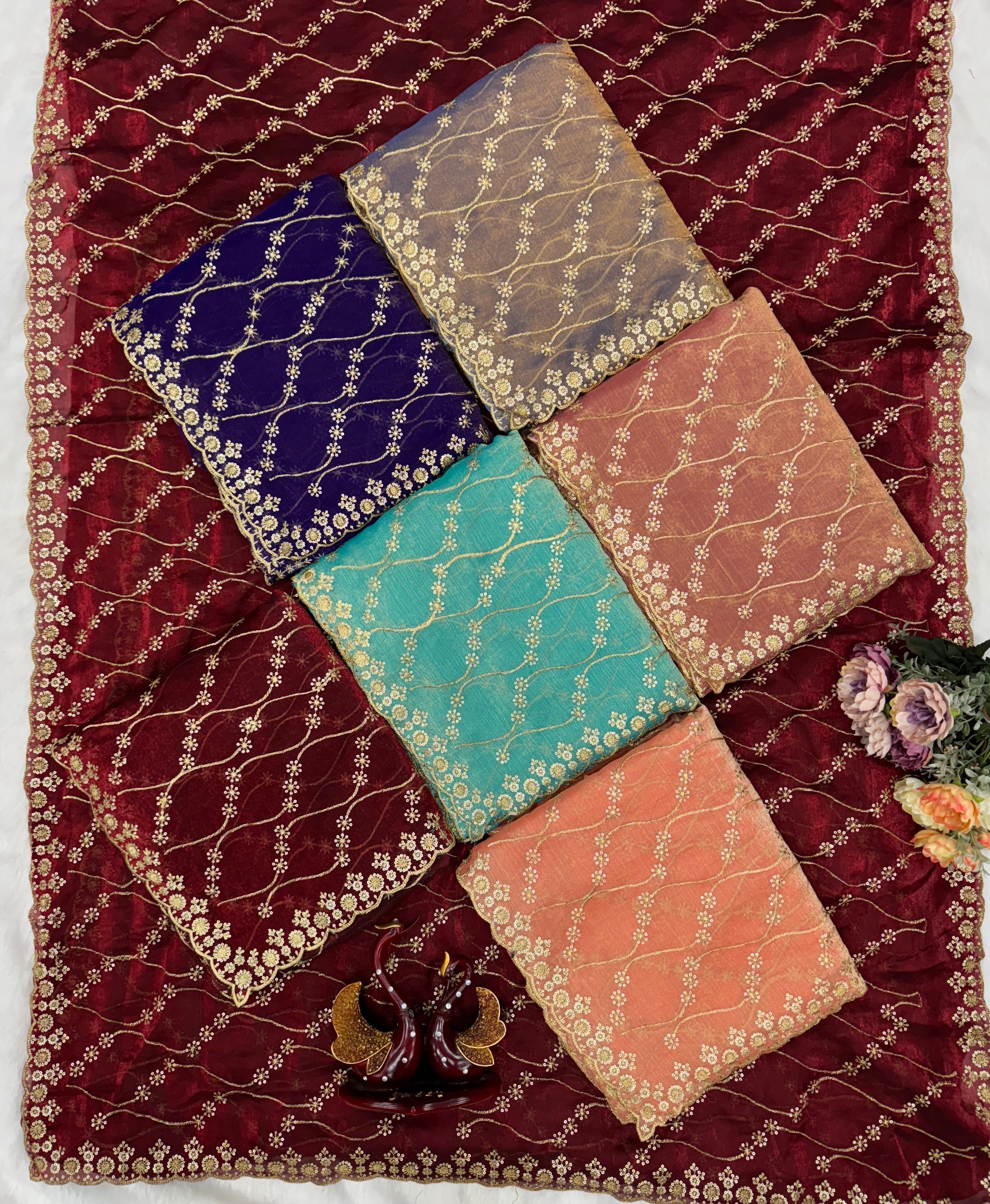 Trendy Sequence Work Space Silk Sarees