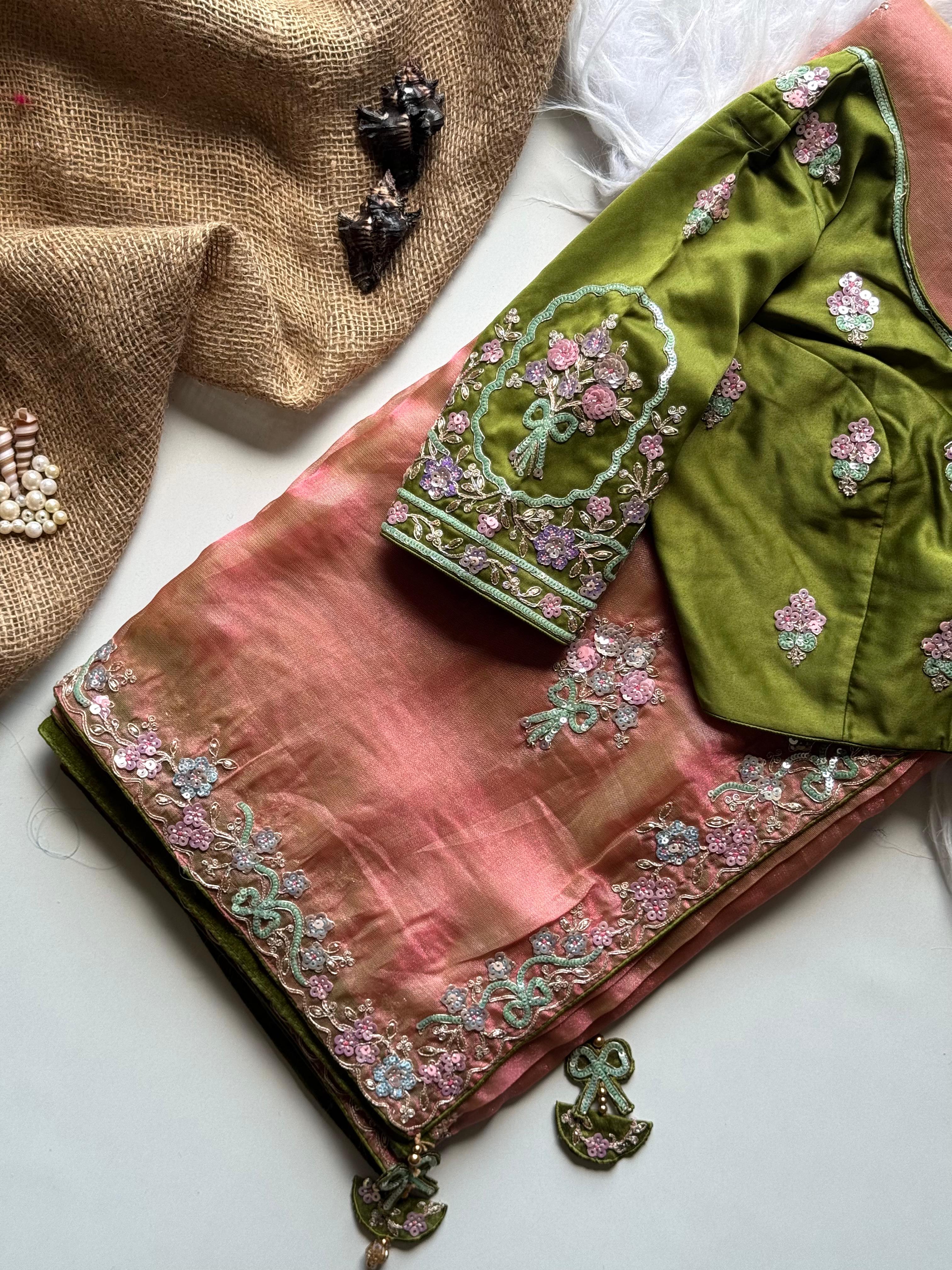 Premium Tissue Silk Saree with Stitched Blouse