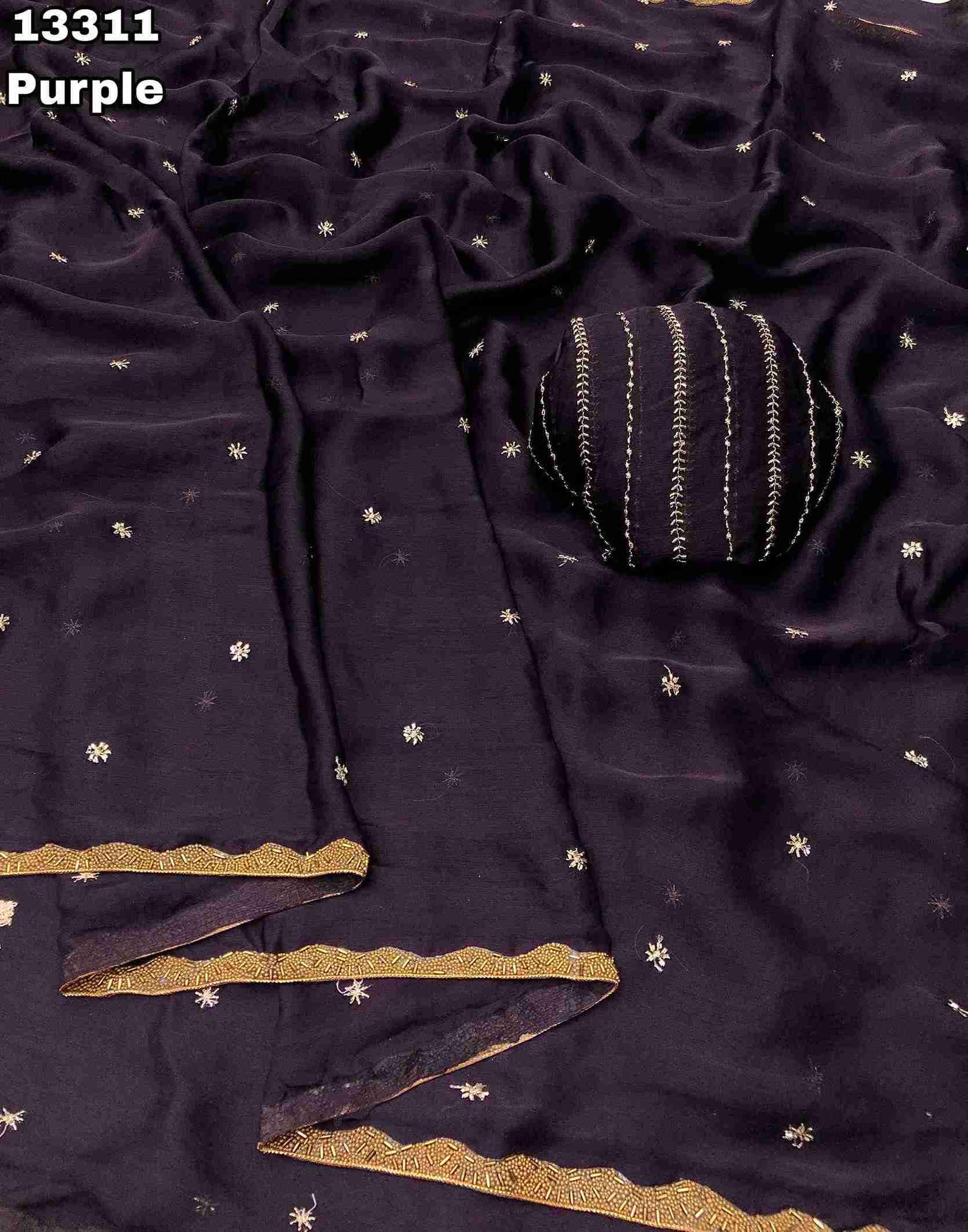 Chiffon Embroidery Work Sarees