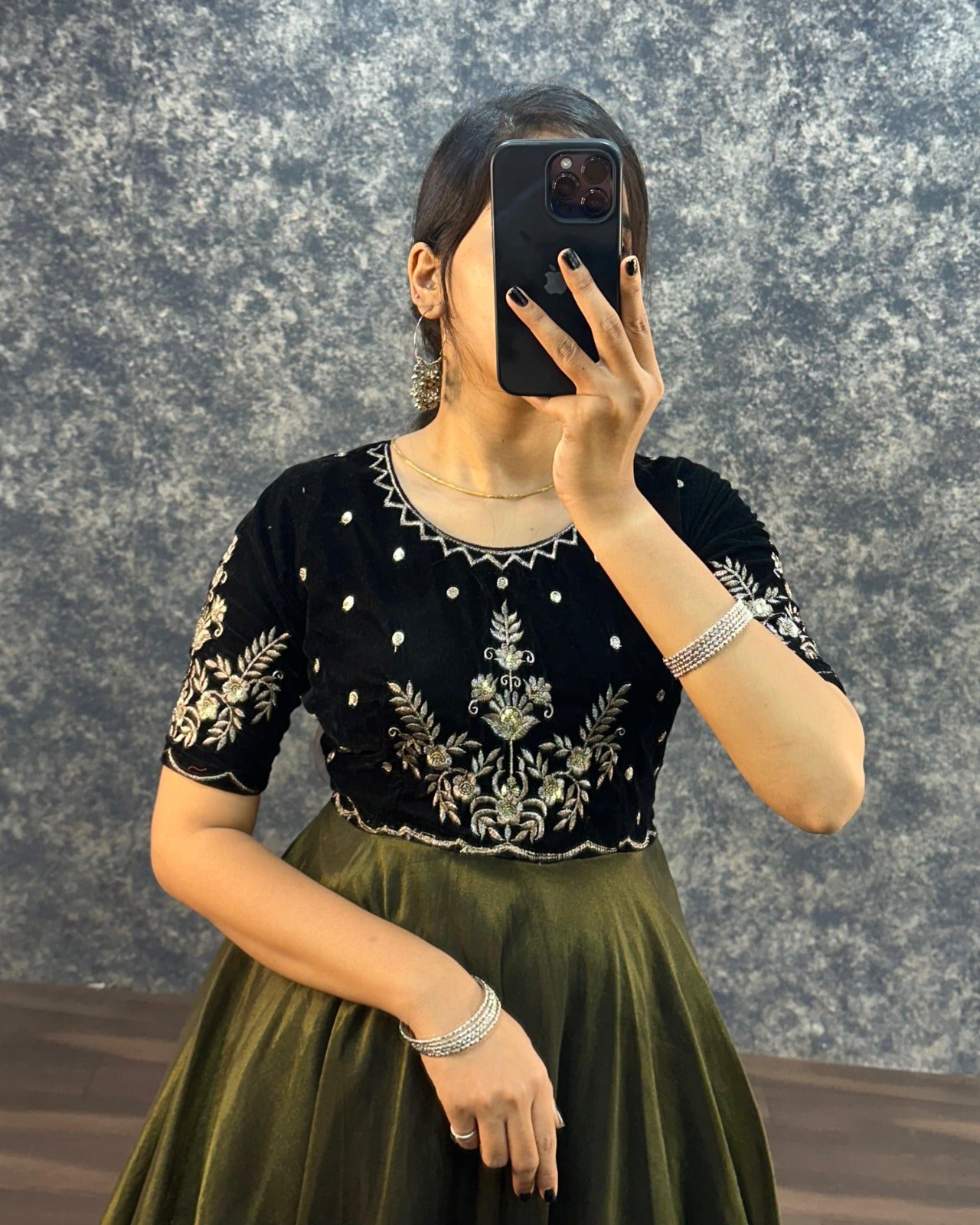 Designer Anarkali Gown & Duppata with Embroidery Work