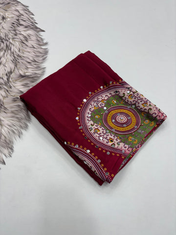 Pure Ajrakh Sartin Viscouse Silk Sarees