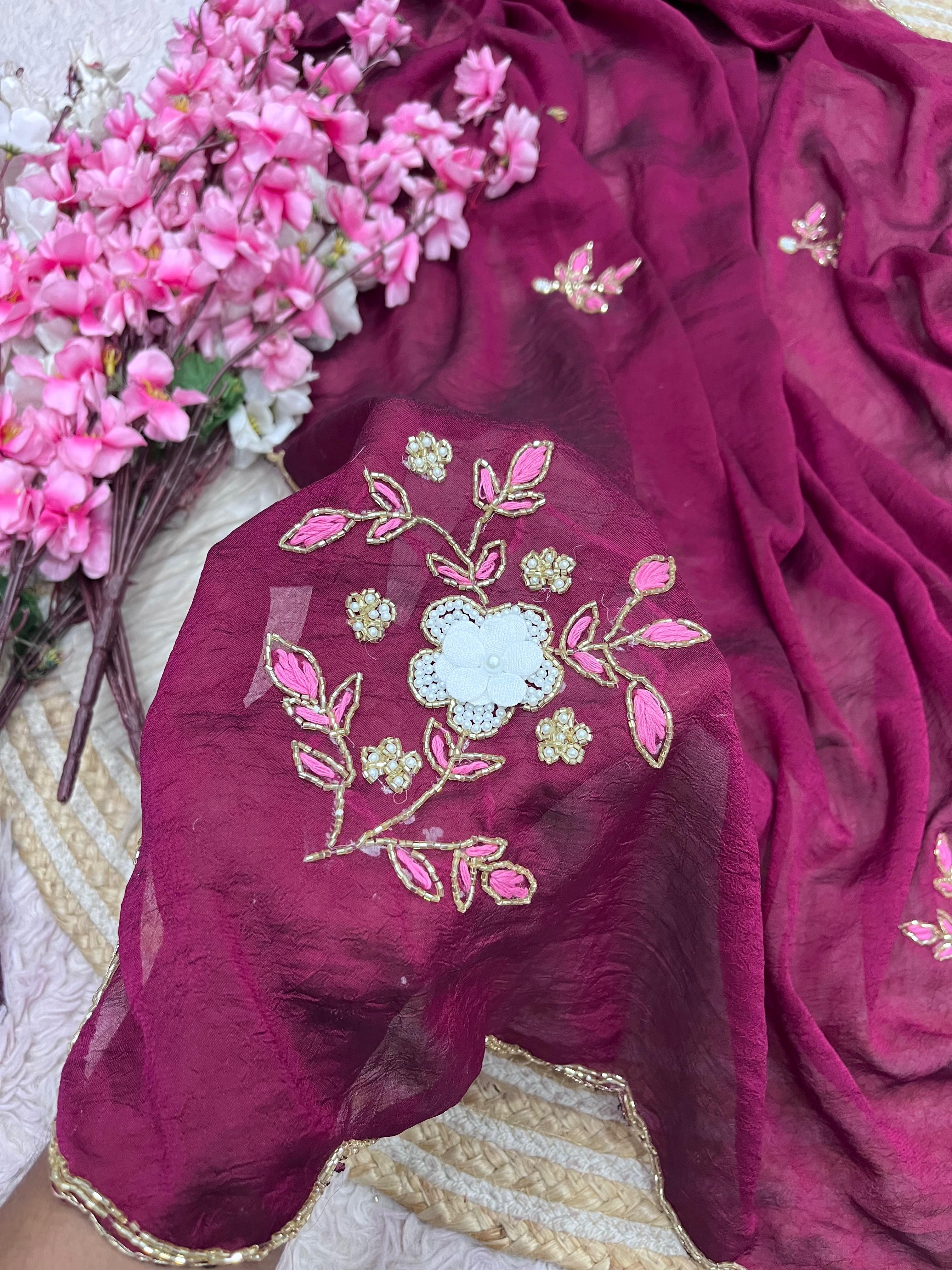 Sort Rangoli Crush Sarees with Beautiful Handwork