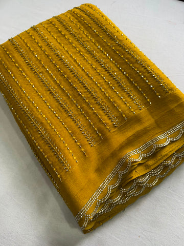 Star Georgette Sequence Bits Work Jharkhand Work Saree With Running Blouse