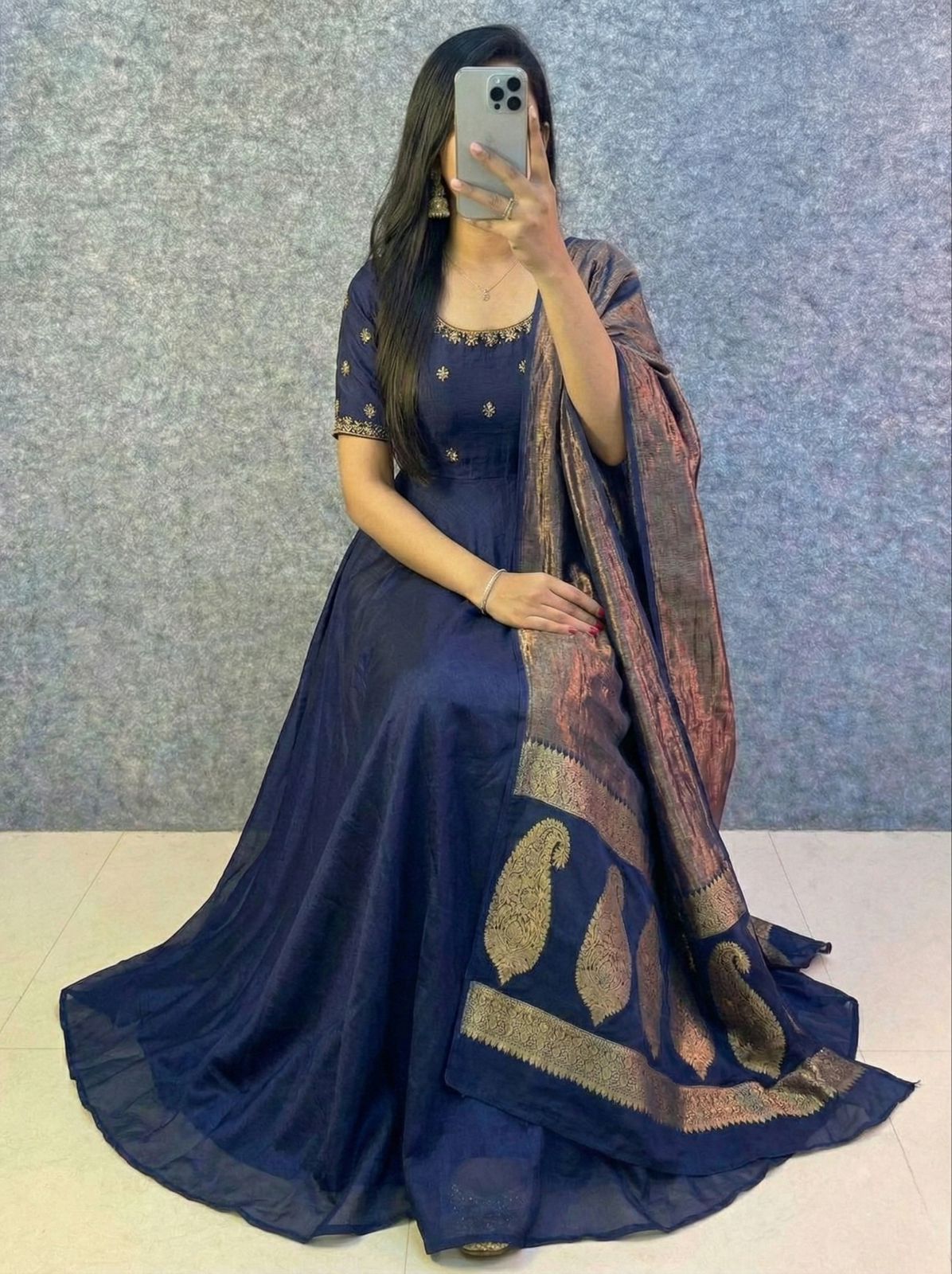Trending Big Boss Tanuja Style Maggam Work Gown