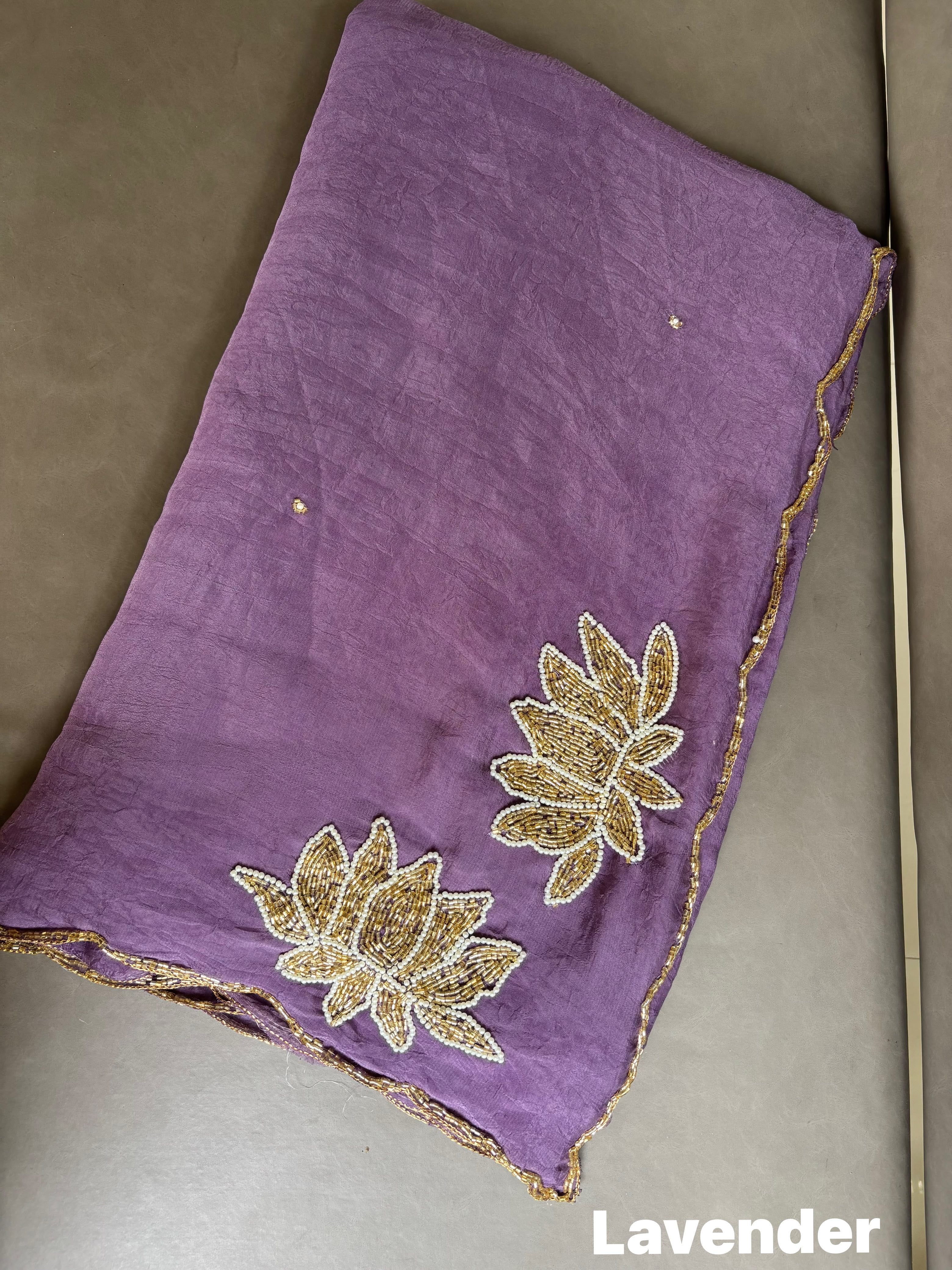Soft Rangoli Crush Sarees with Handwork