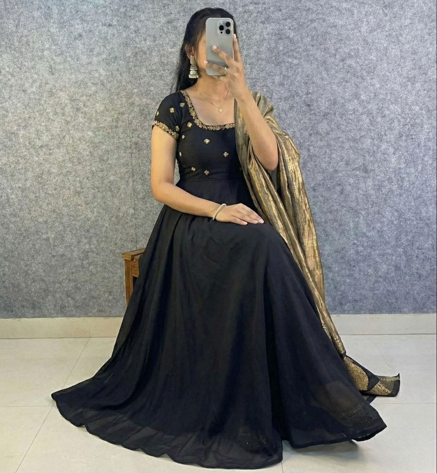Trending Big Boss Tanuja Style Maggam Work Gown