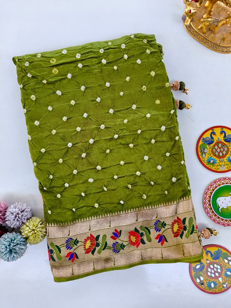 Pure Viscose Bandhini Sarees