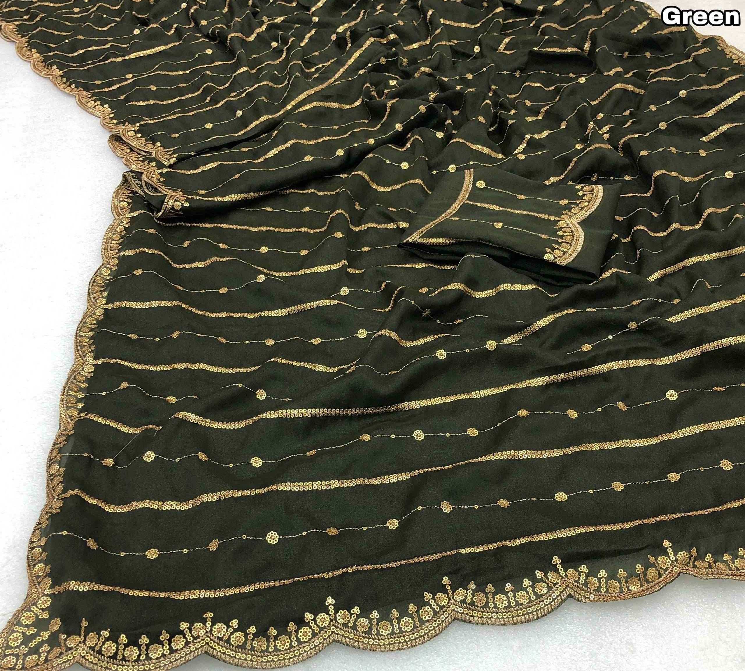 Trendy Georgette Sarees with Embroidery Sequence Work