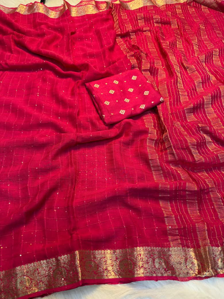 Pure Viscose Georgette Saree with sequence work