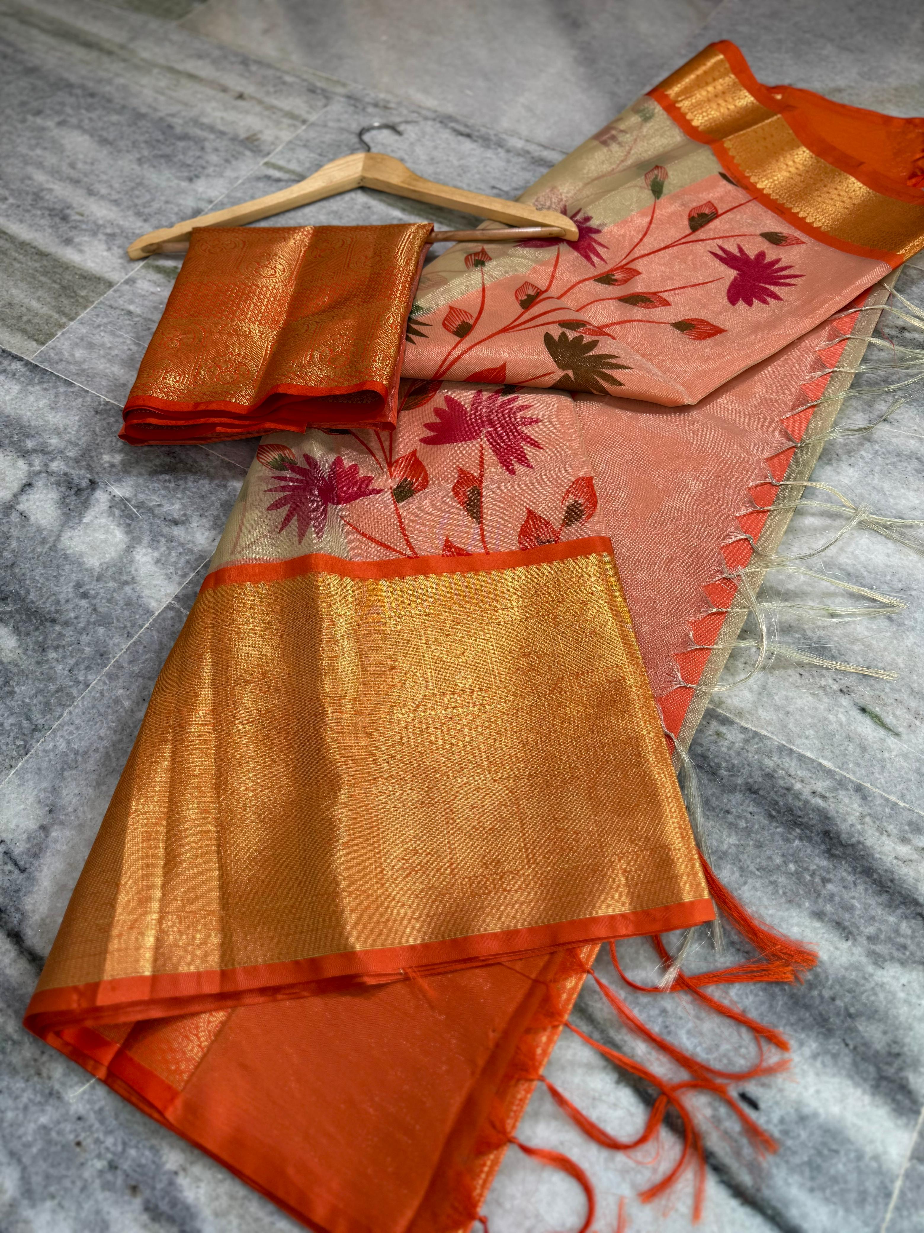 Banarasi Tissue Silk Saree with Kanchi Border