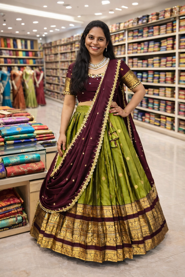Full stiched Kanjivaram silk with big jaquerd Border