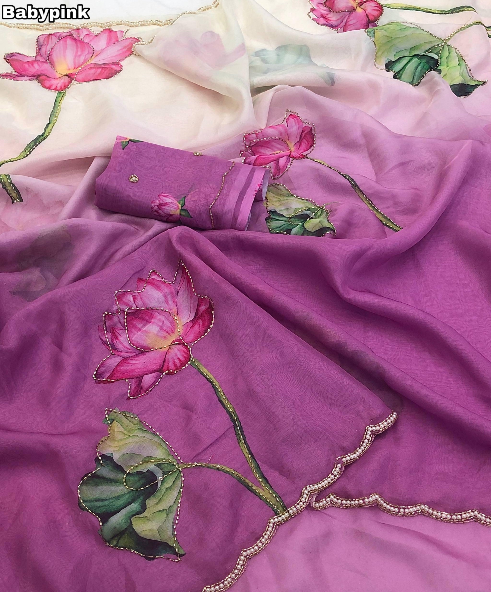 Tebby Organza Designer Saree with Cutdana Moti Work