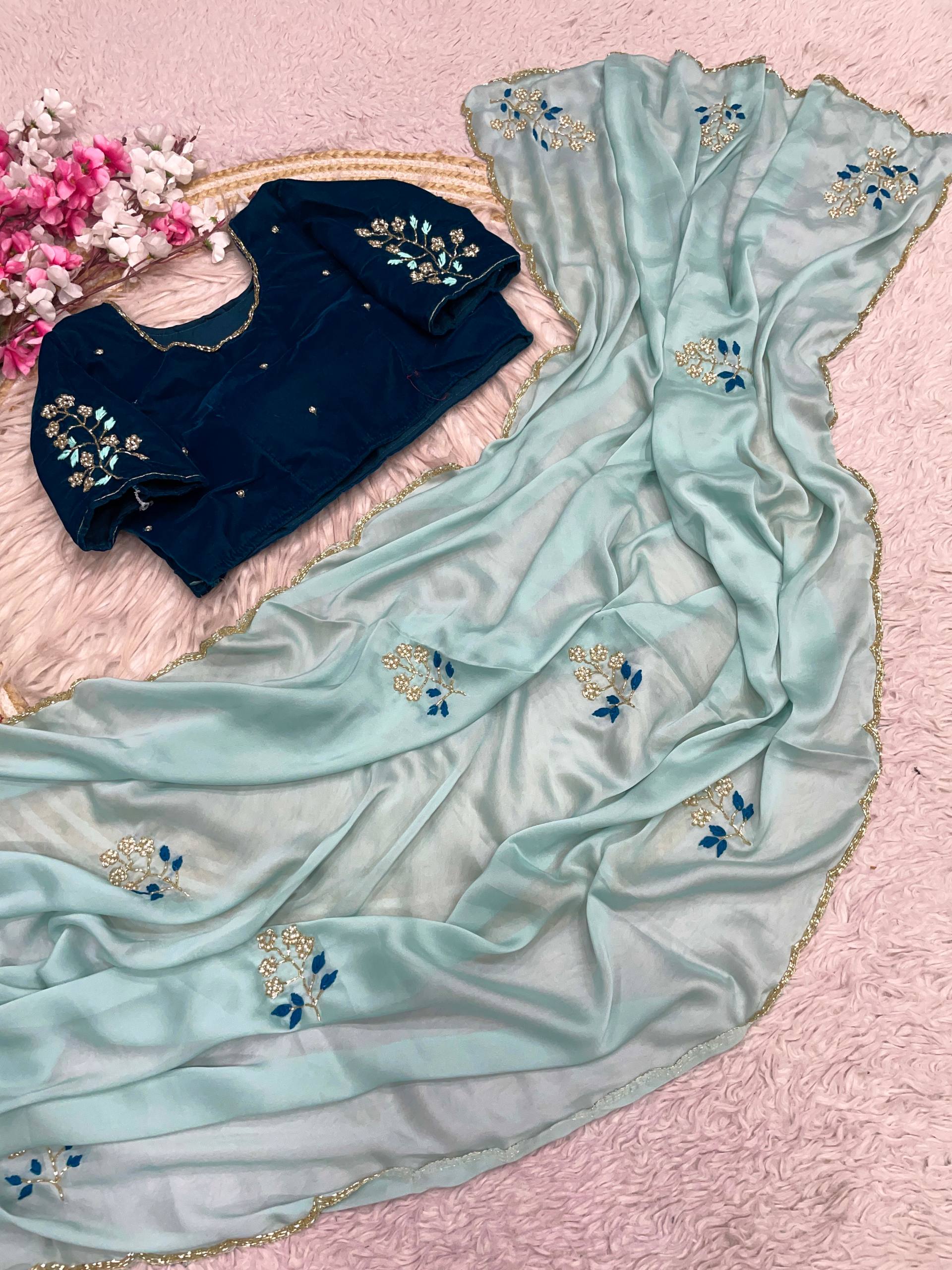 Elegant Rangoli Silk with Maggam Thread Work on Saree & Blouse