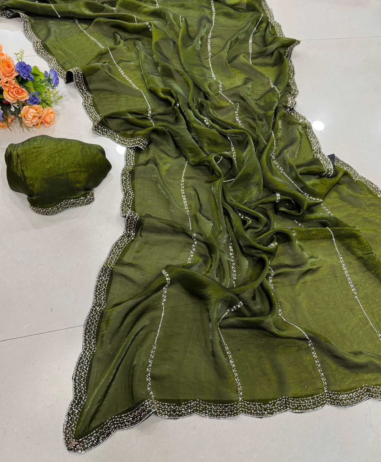 Trendy Space Sattin Silk Saree