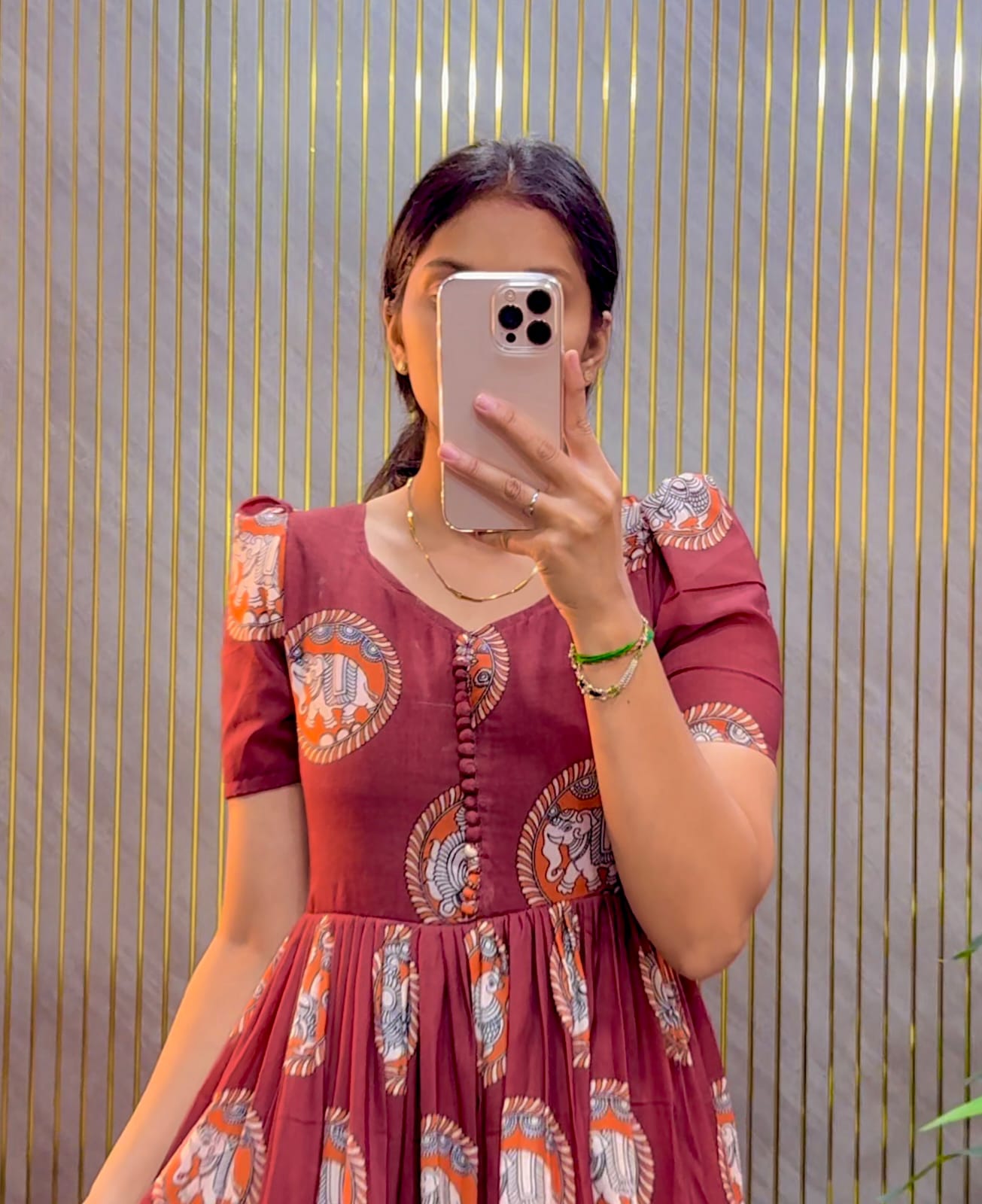 Cotton Kalamkari Block Printed Midi Dress
