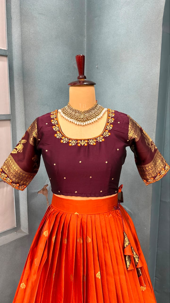 Premium Quality Kanjivaram Silk Full Stitched Lehenga Set