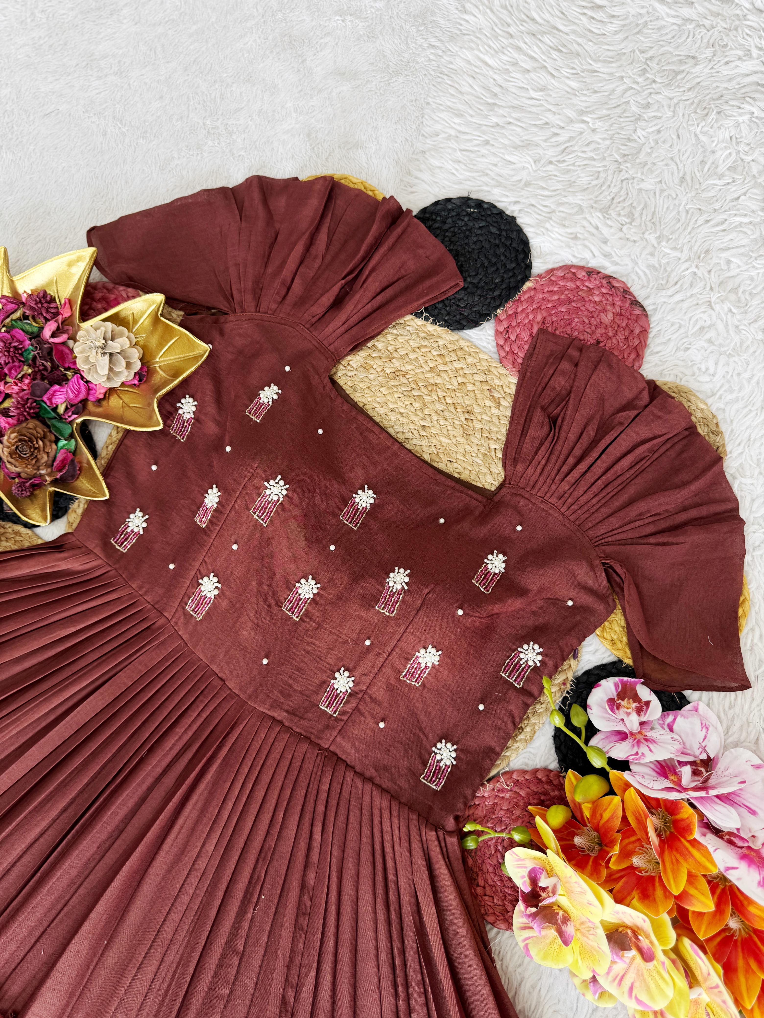 Mul Mul Cotton Gown with Maggam Work