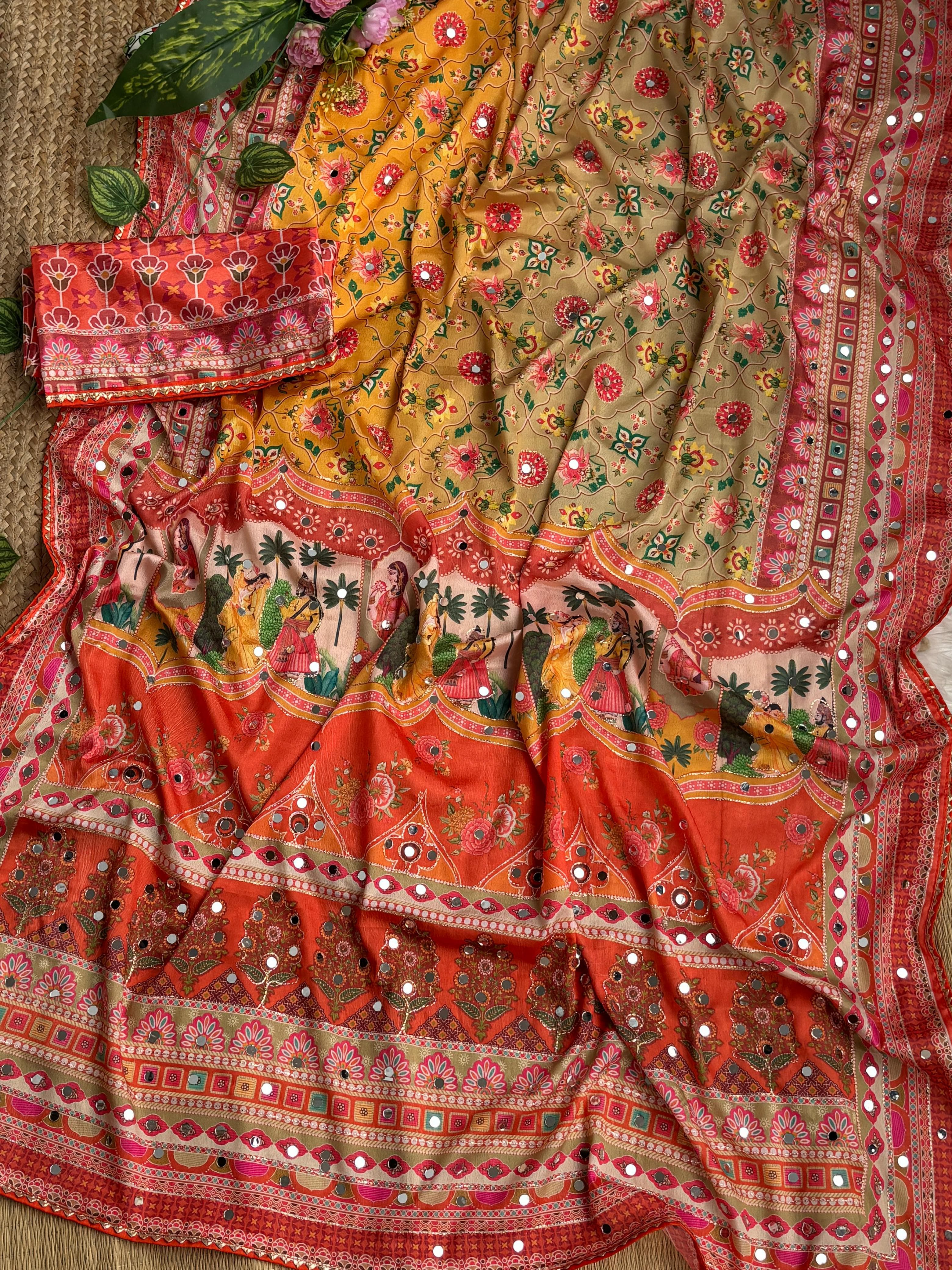 Elegant Rich look Soft Chinon Silk Sarees