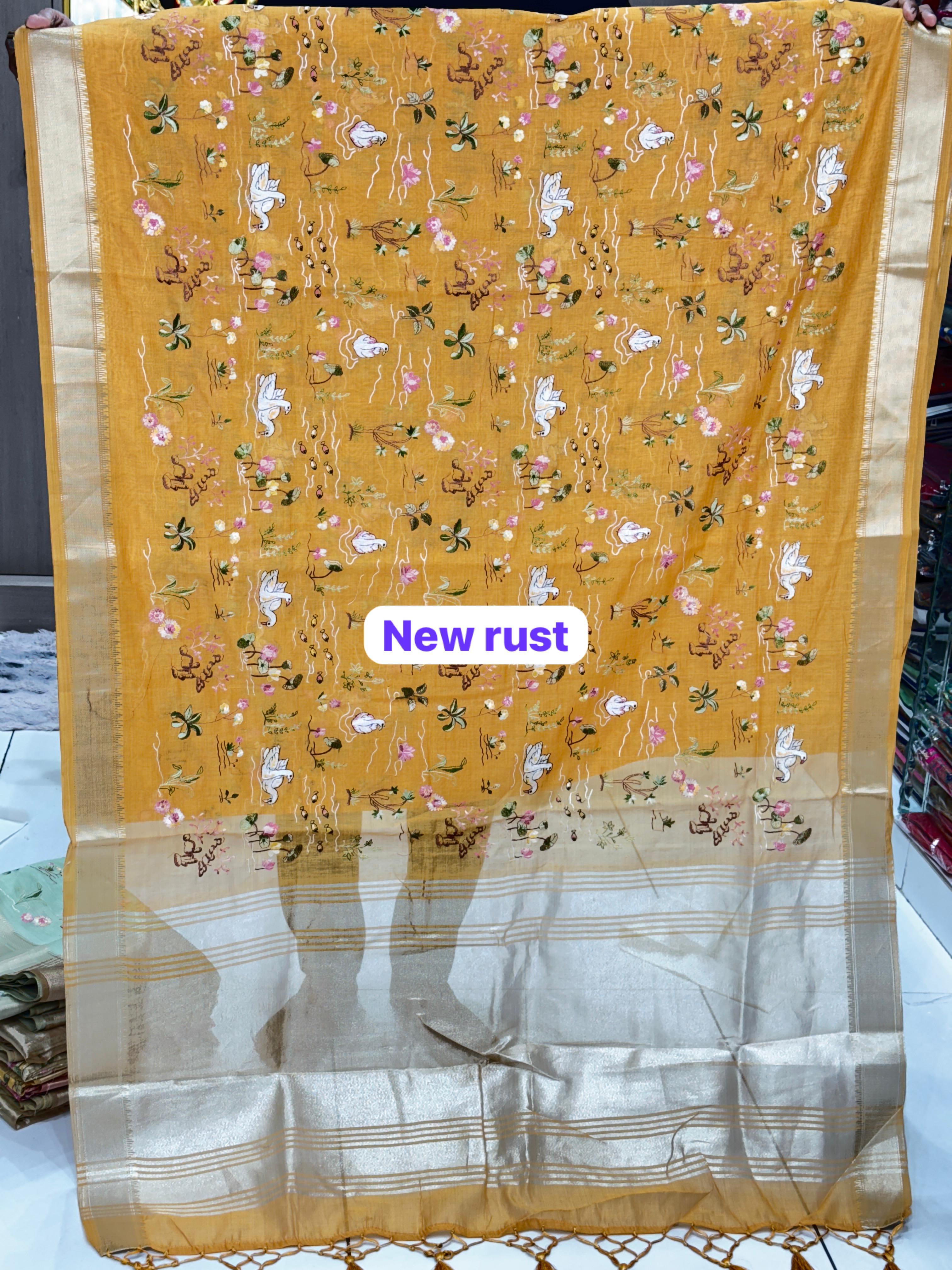 Cotton Silk sarees with all over embroidery