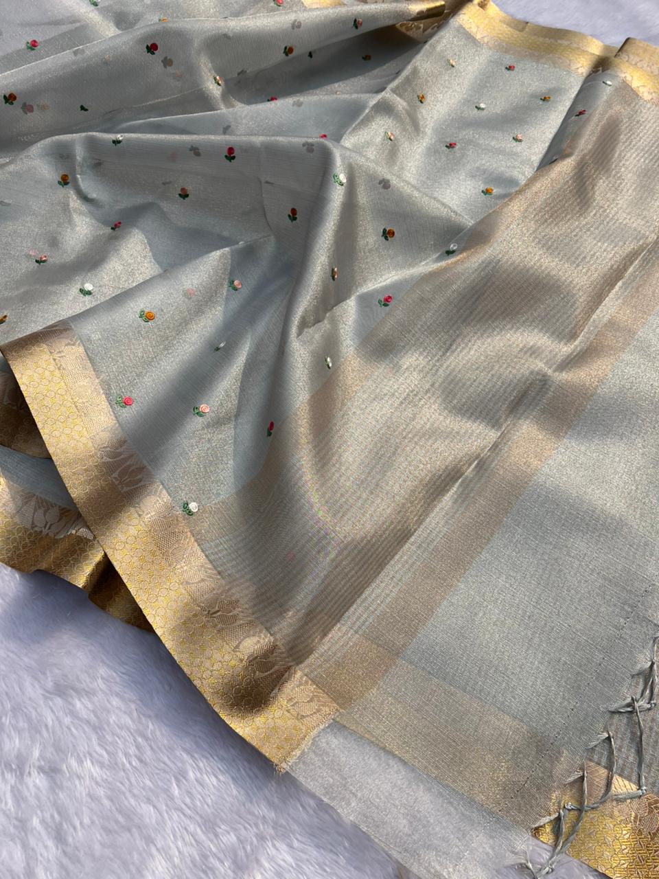 Banarasi Premium Soft Tissue Saree with Tassels