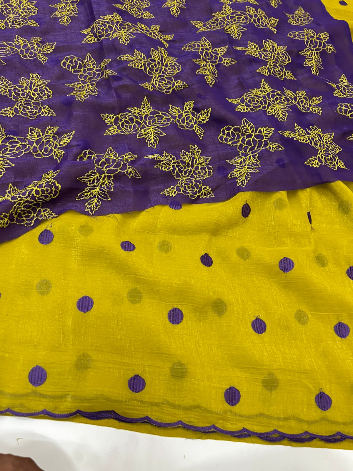 Polka Dots Saree with Embroidery Work