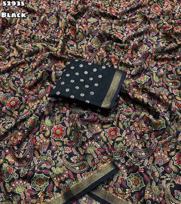 New Soft Mul Cotton Mango Design Ajrak Printed Sarees