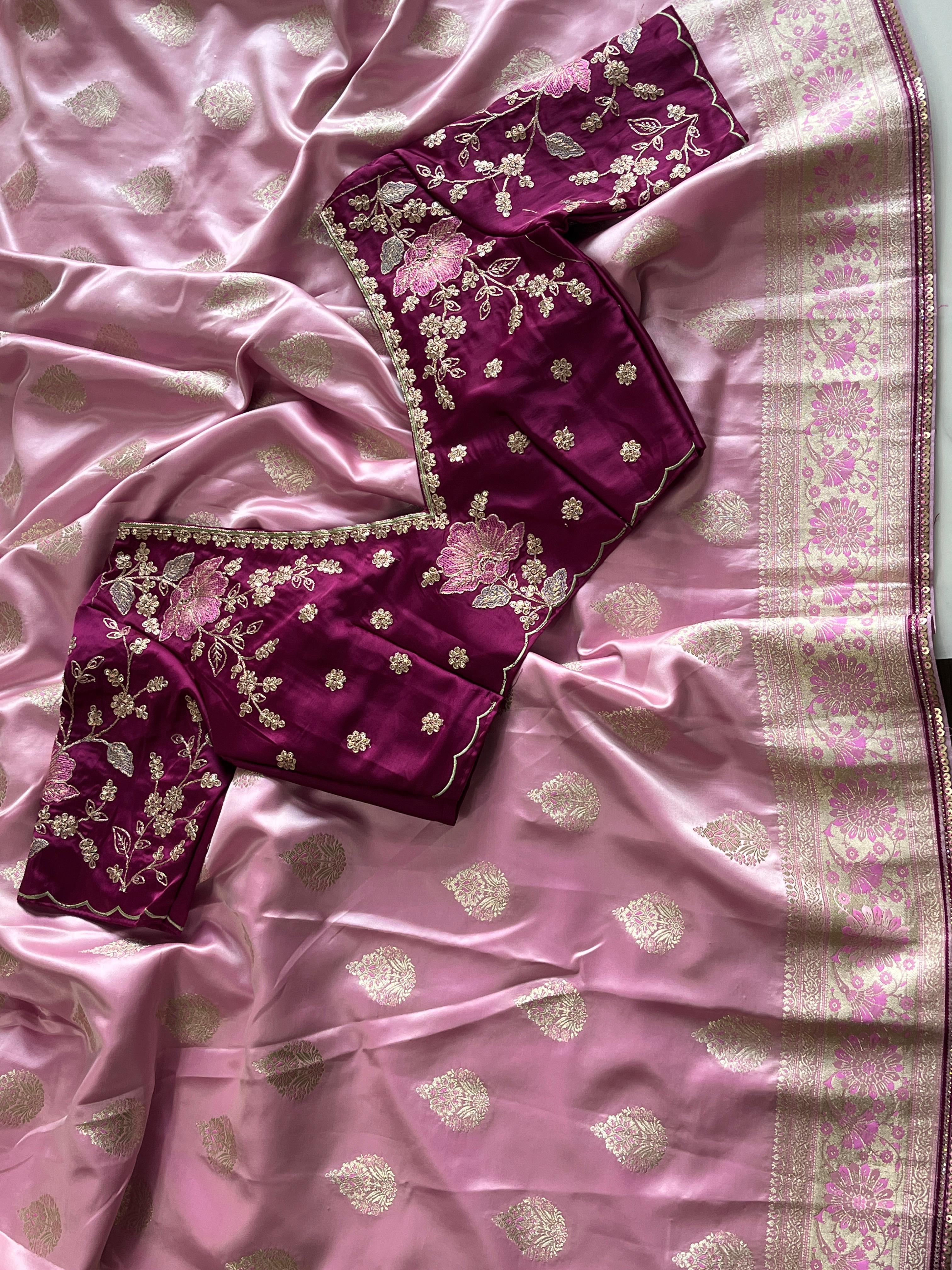 Premium Banarasi Pattu Saree with Designer Fully Stitched Blouse