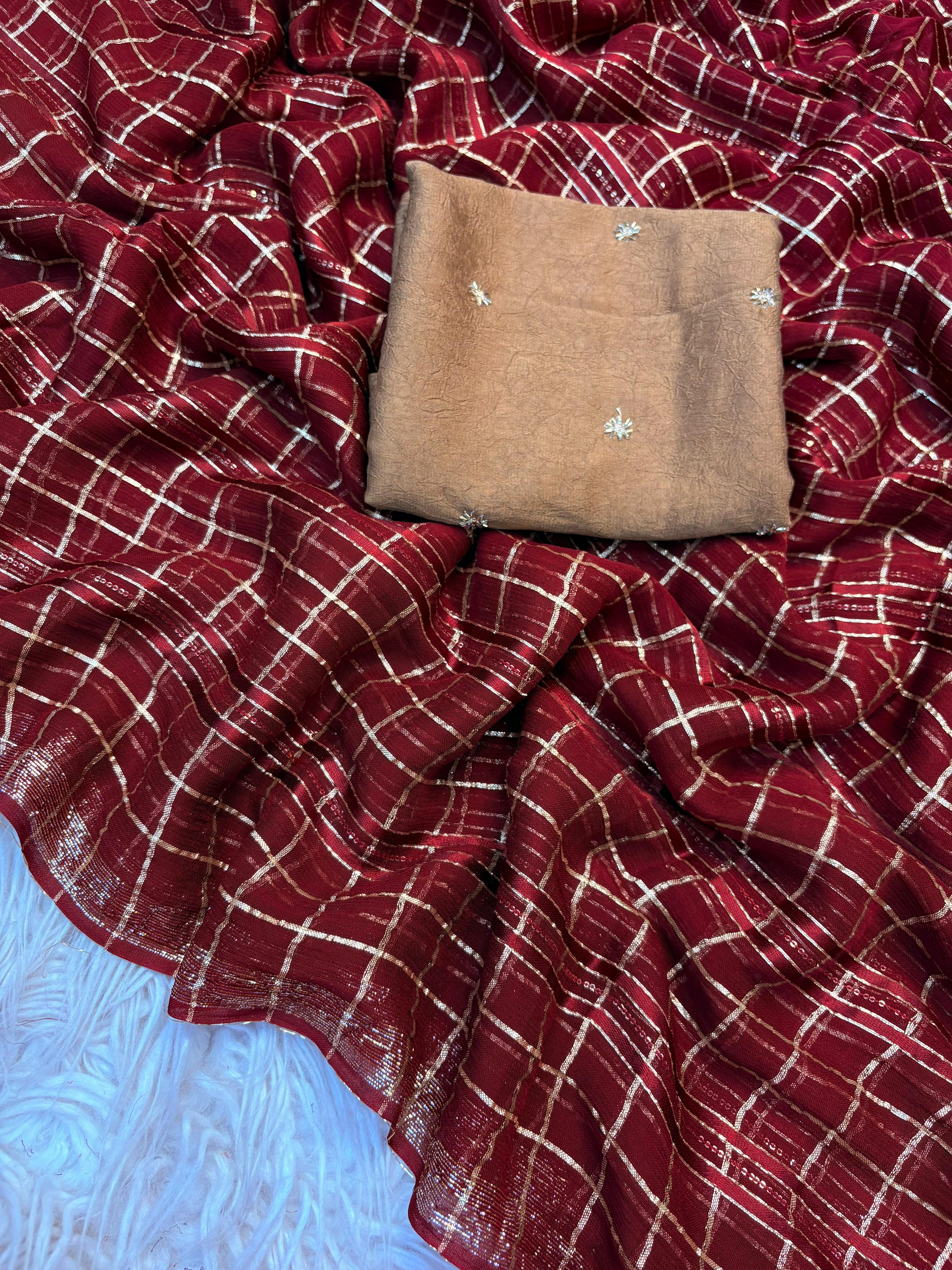 Pure Viscose Sarees with Designer Blouse with Beads Work