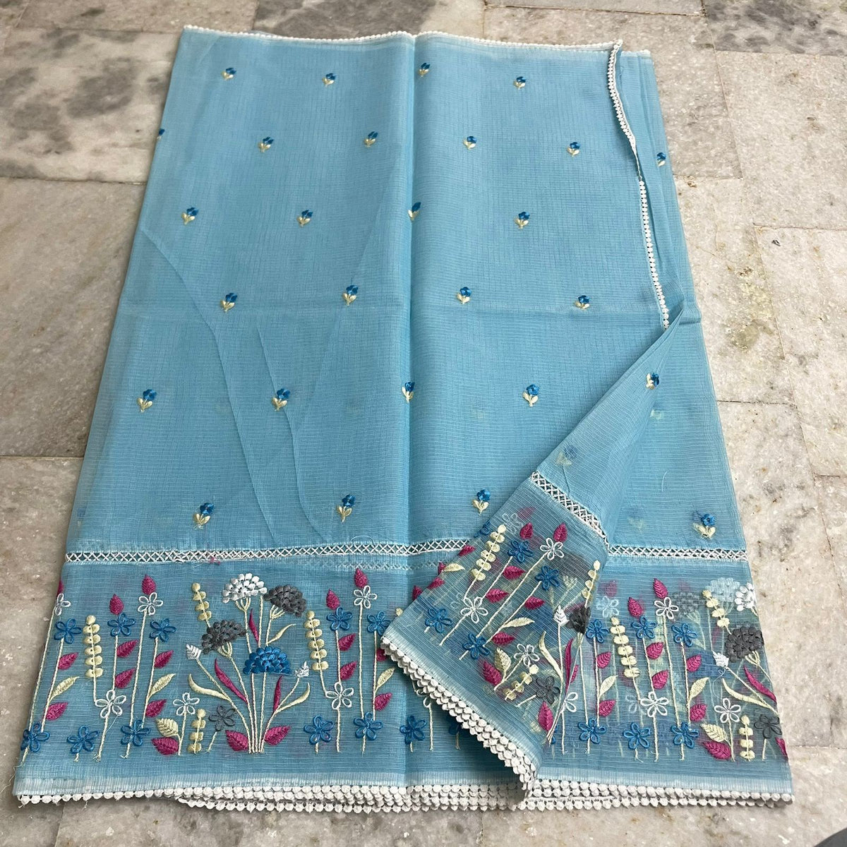 Kota soft cotton with crochet lace work