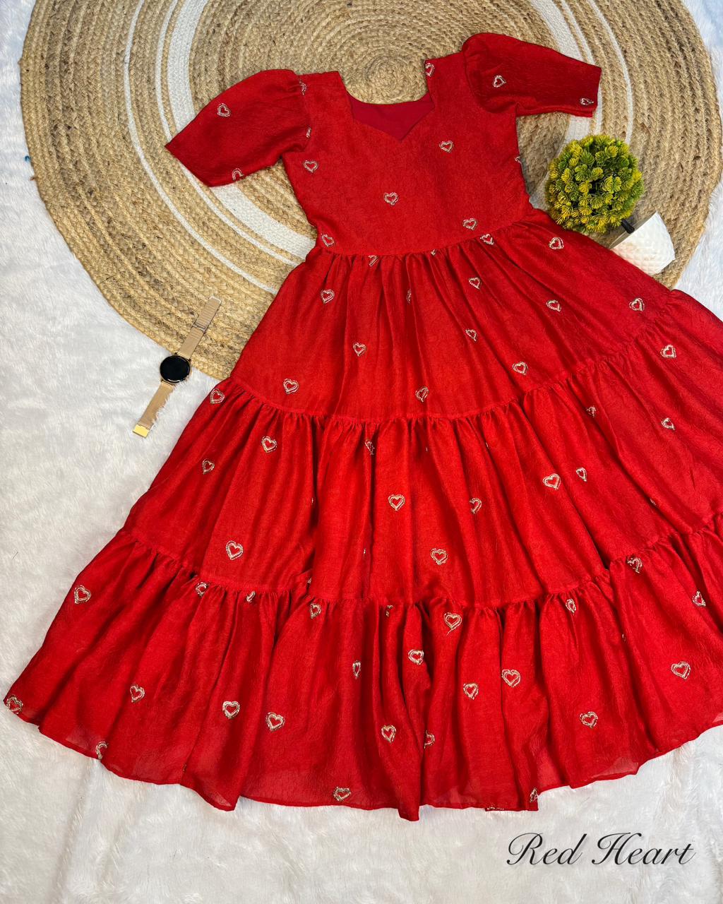 Beautiful Rangoli Crush Gown with Heart Beads