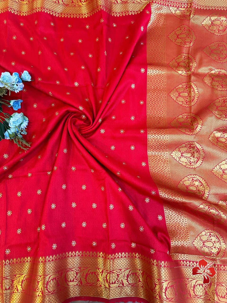 Red Banarasi Soft Silk Saree