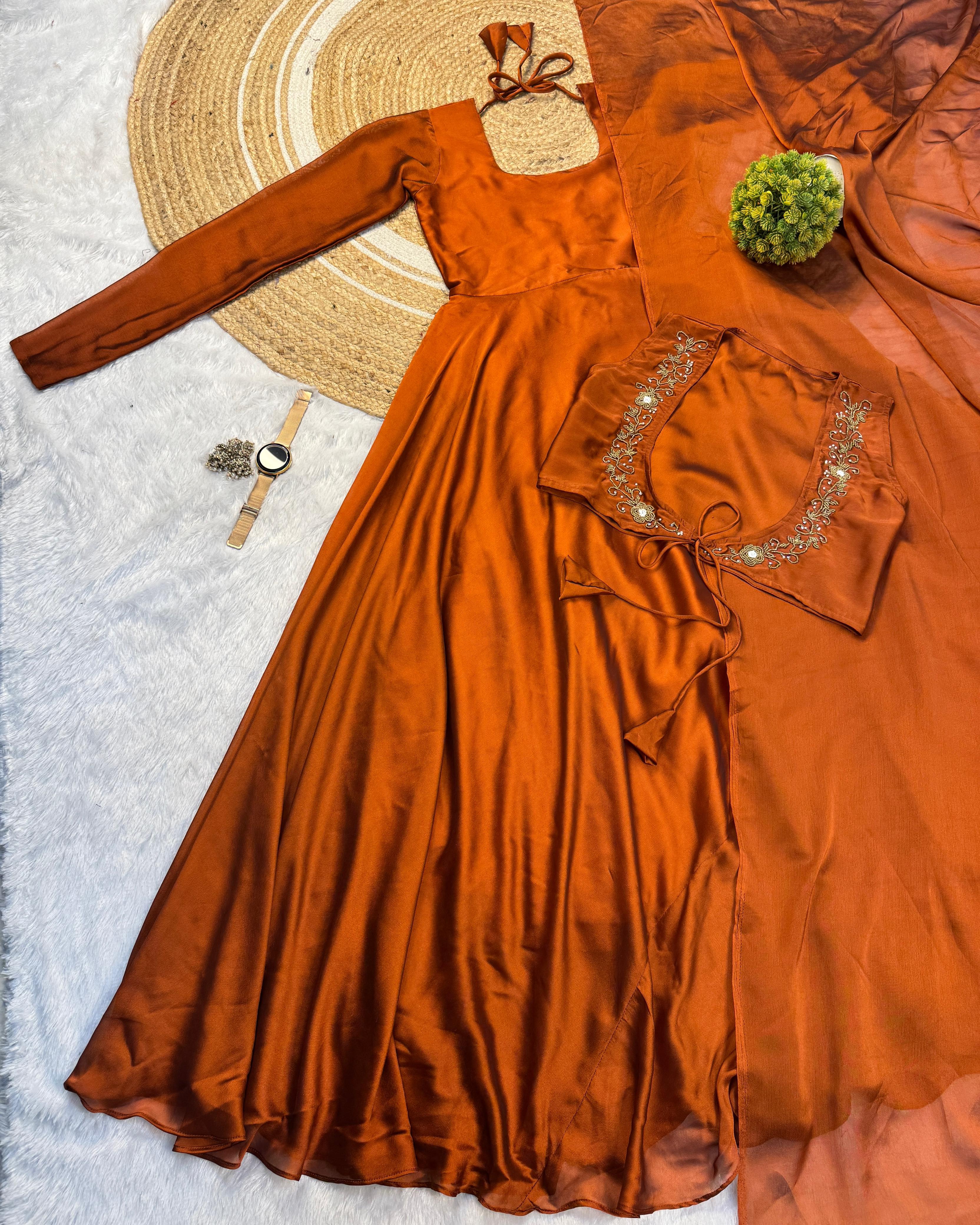 Premium Rangoli Silk Gown Wear in 3 Styles