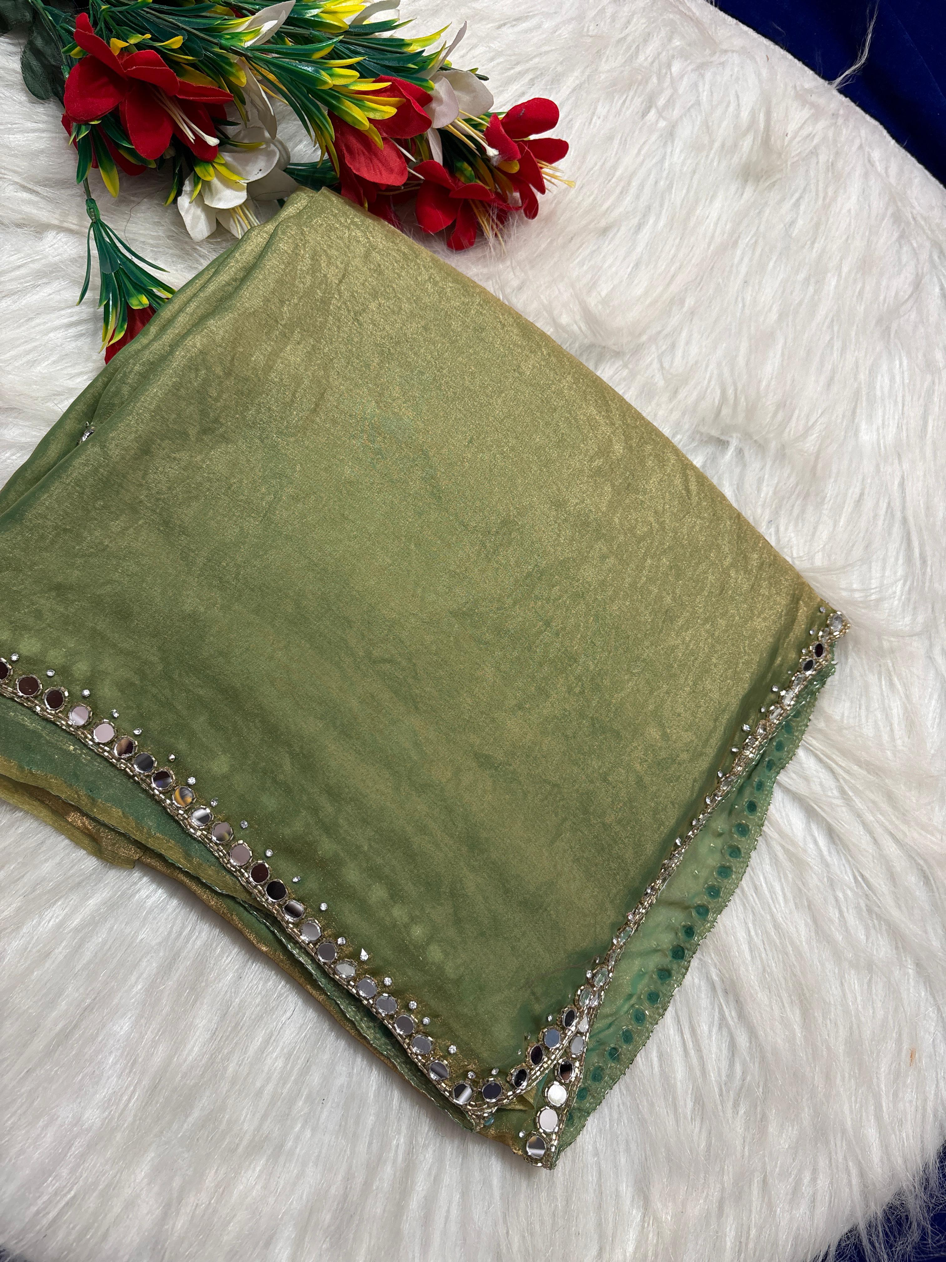 Cocktail mirror work sarees