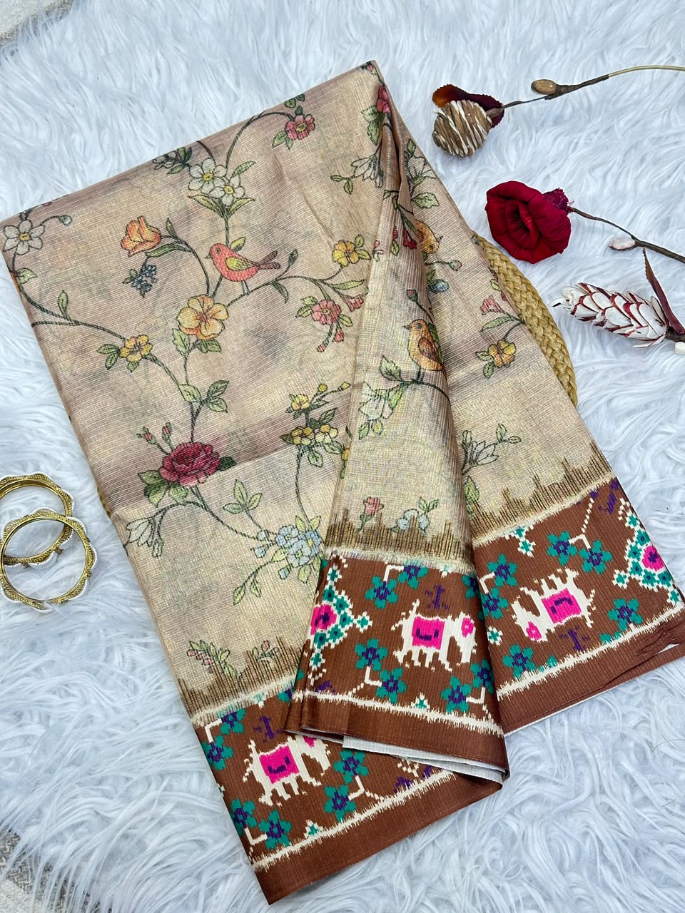 Beautiful Crushed Sarees with Patola Prints