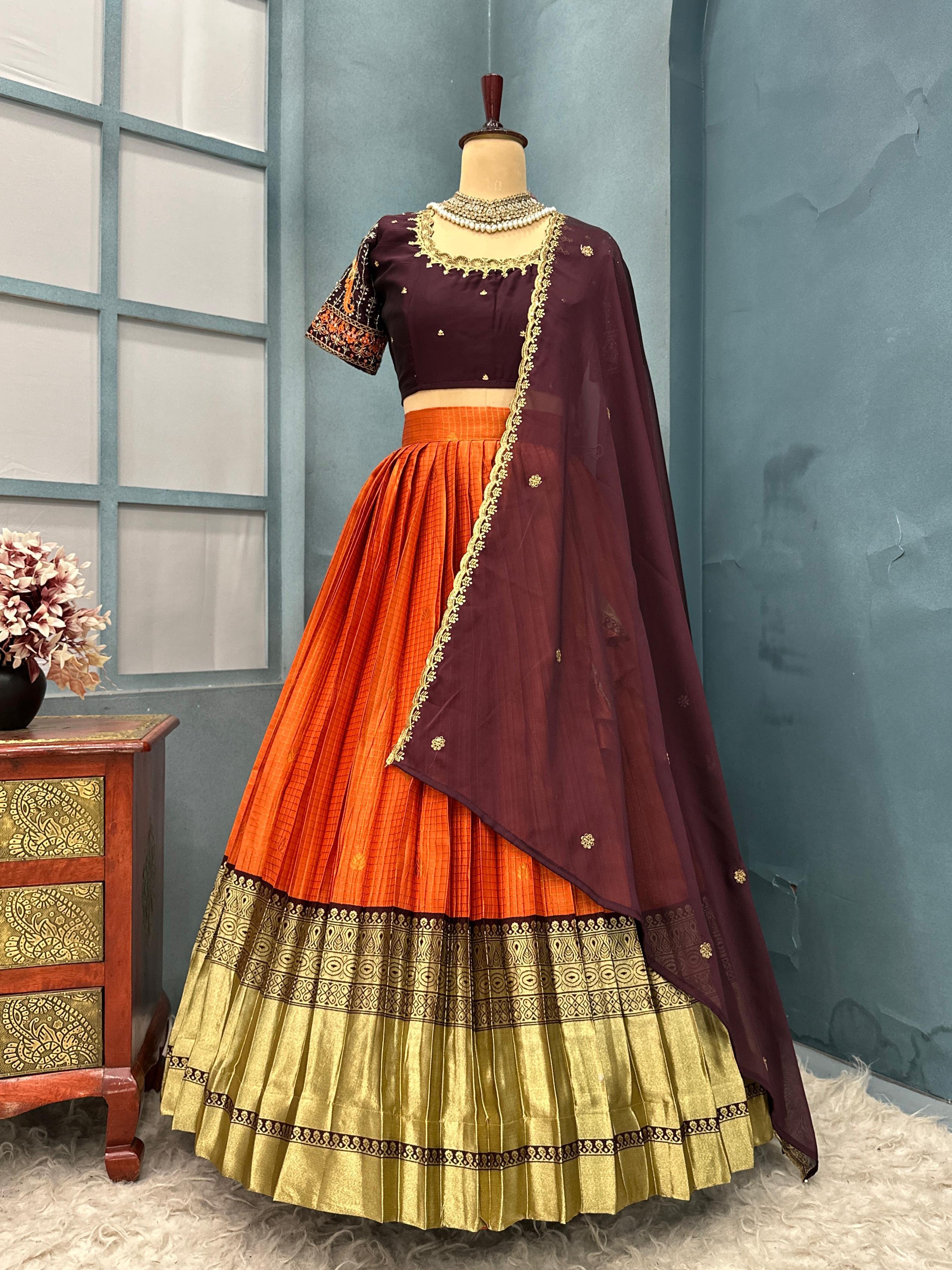 Exclusive Designer Premium Quality Pure Kanjivaram Silk Full Stitched Lehenga