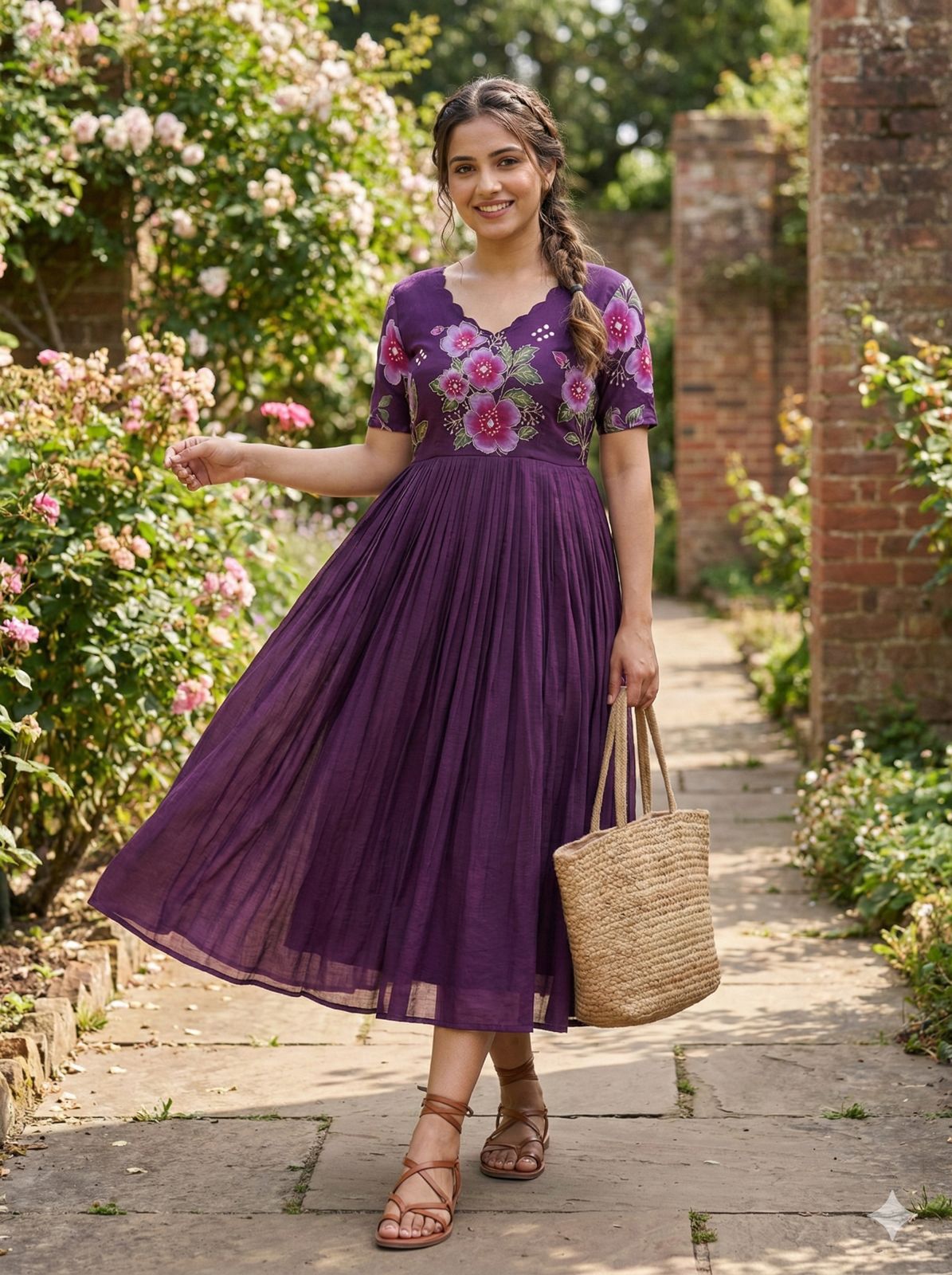 Mul Mul Cotton Maggam Work Dress